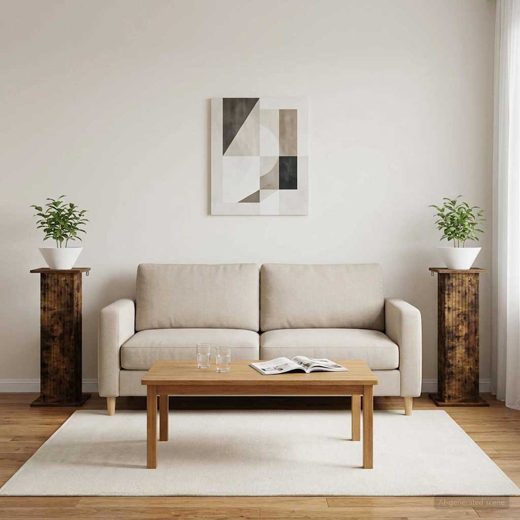 Taimede alus 2 tk Suitsutatud tamm 30,5 x 30 x 80,5 cm