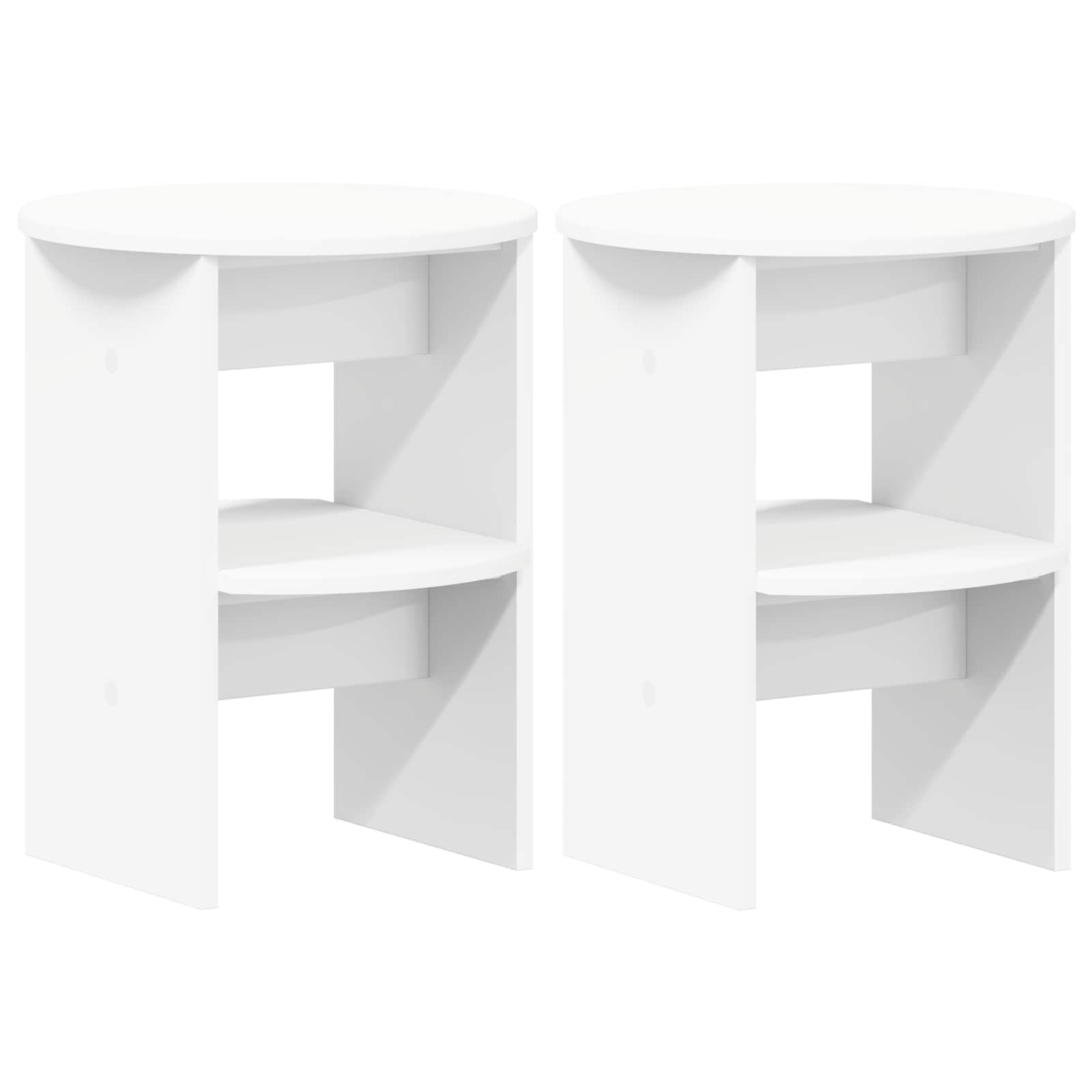 Kõrvalkapp 2 tk Valge Ø40 x 50 cm Töödeldud puit