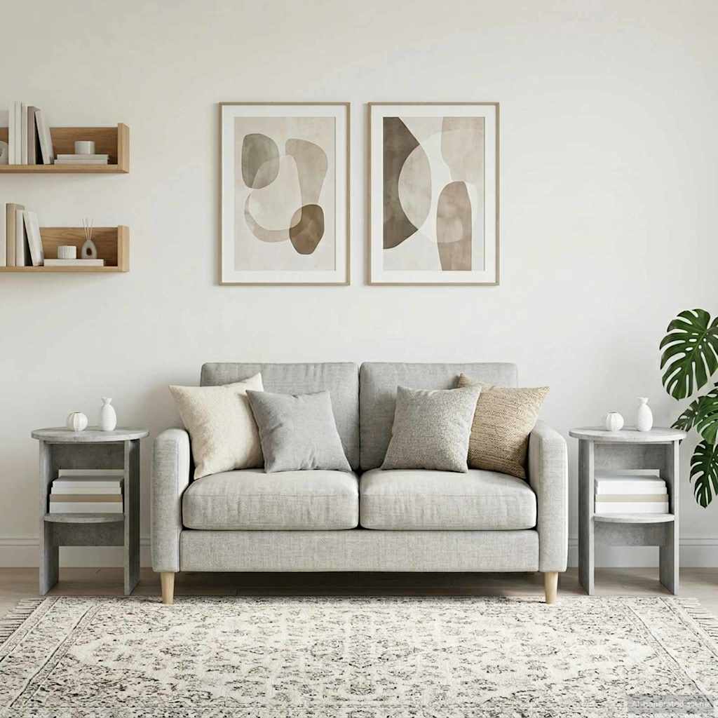 Kõrvalkapp 2 tk BetoonHall Ø40 x 50 cm Töödeldud puit