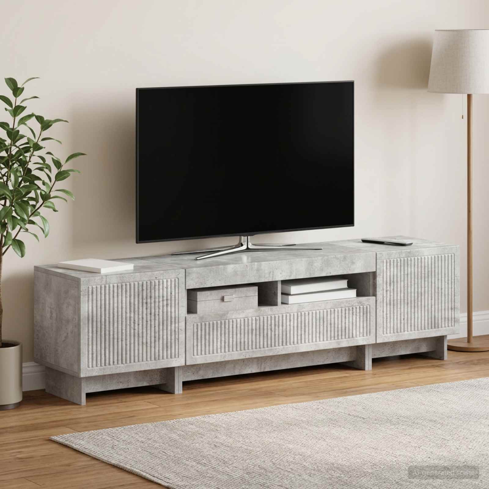 5-osaline LED TV kapp Betoonhall Tehispuit