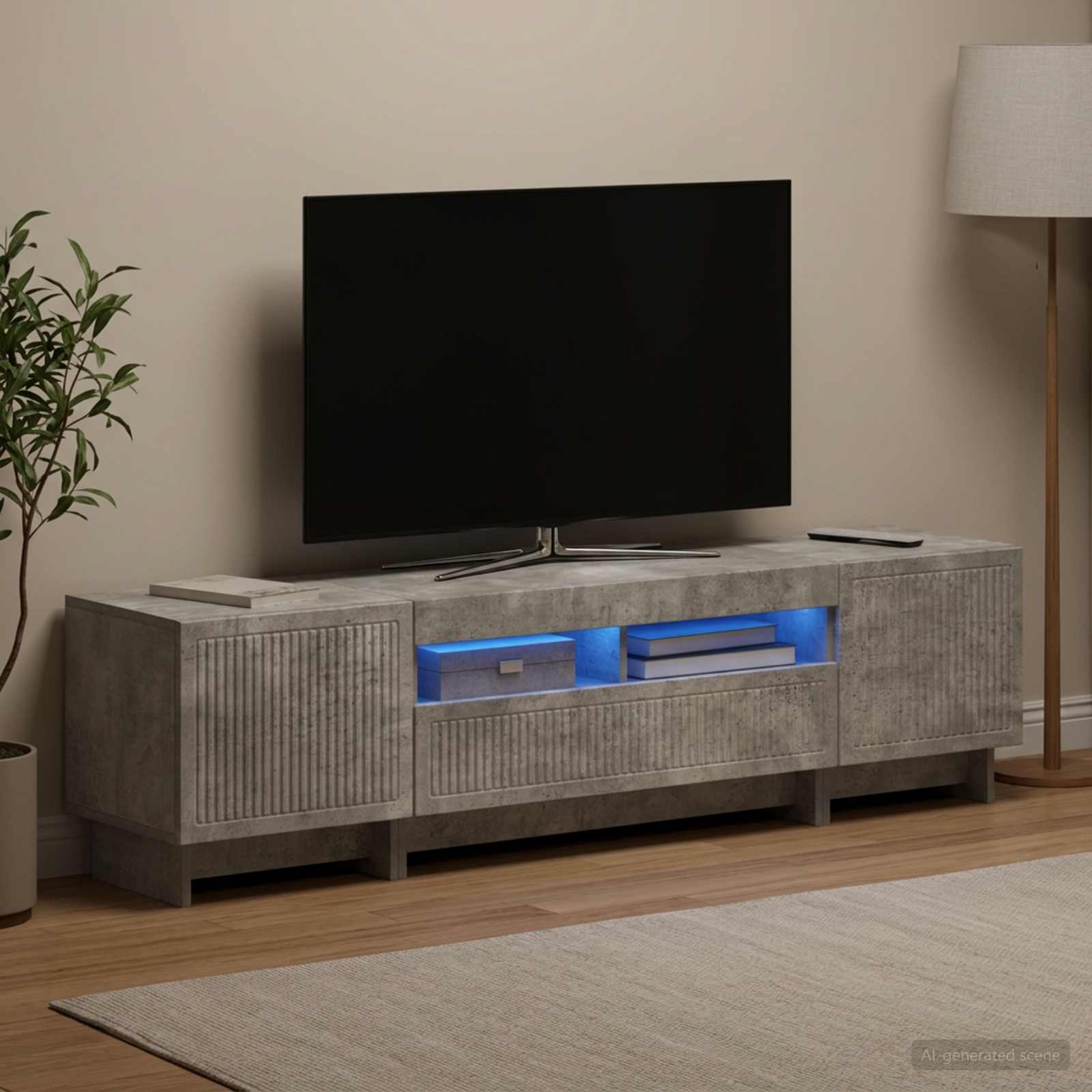 5-osaline LED TV kapp Betoonhall Tehispuit