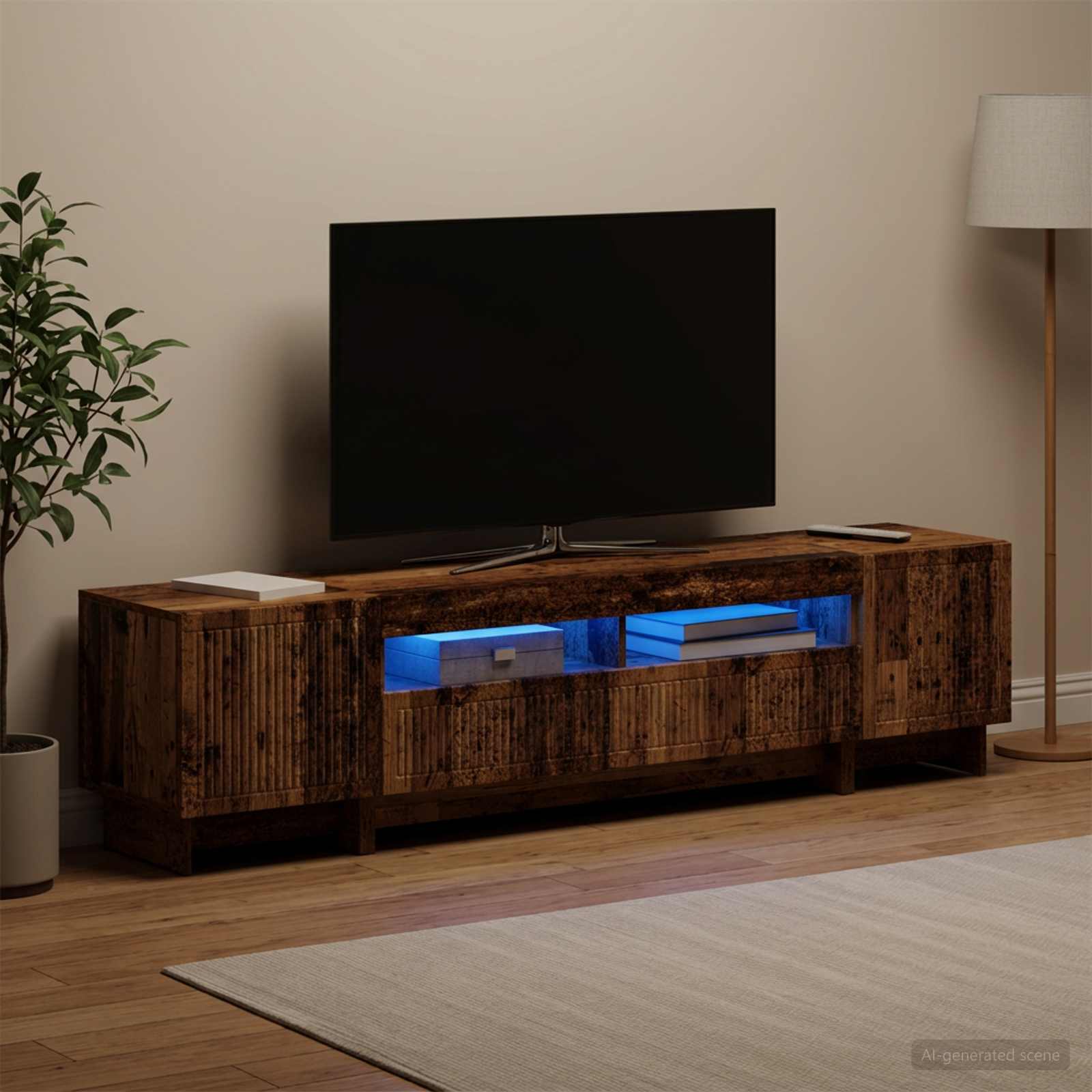 5-osaline LED TV kapp Vana puit Tehispuit