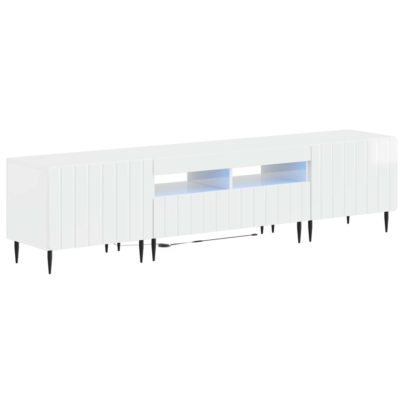 3-osaline LED telerikapp ZWOLLE Kõrgläikega valge Tehispuit
