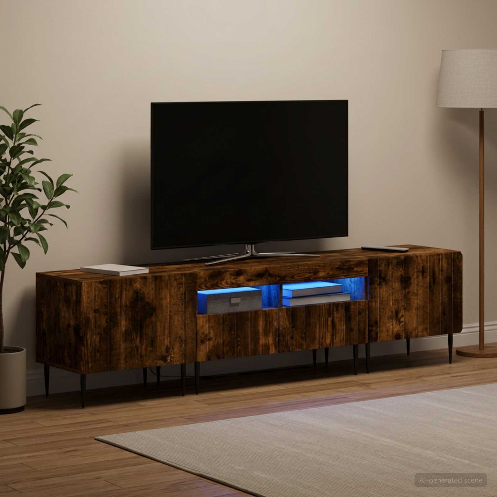 3-osaline LED telerikapp ZWOLLE Suitsutatud tamm Tehispuit