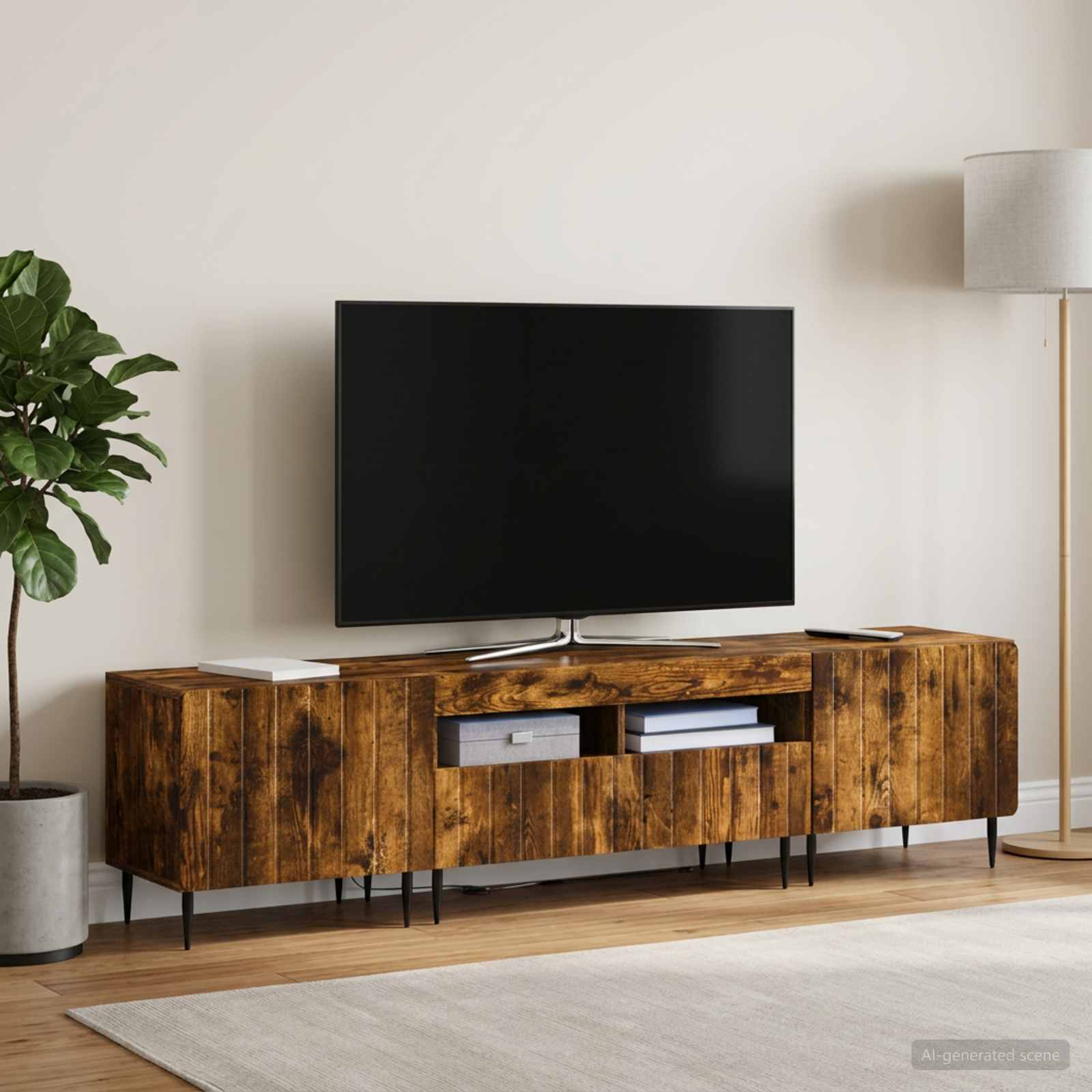3-osaline LED telerikapp ZWOLLE Suitsutatud tamm Tehispuit