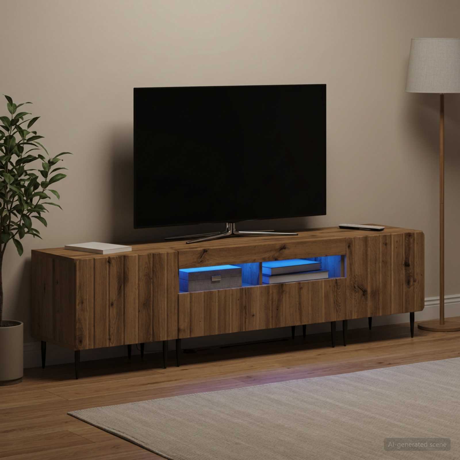 3-osaline LED telerikapp ZWOLLE Artisan tamm Tehispuit