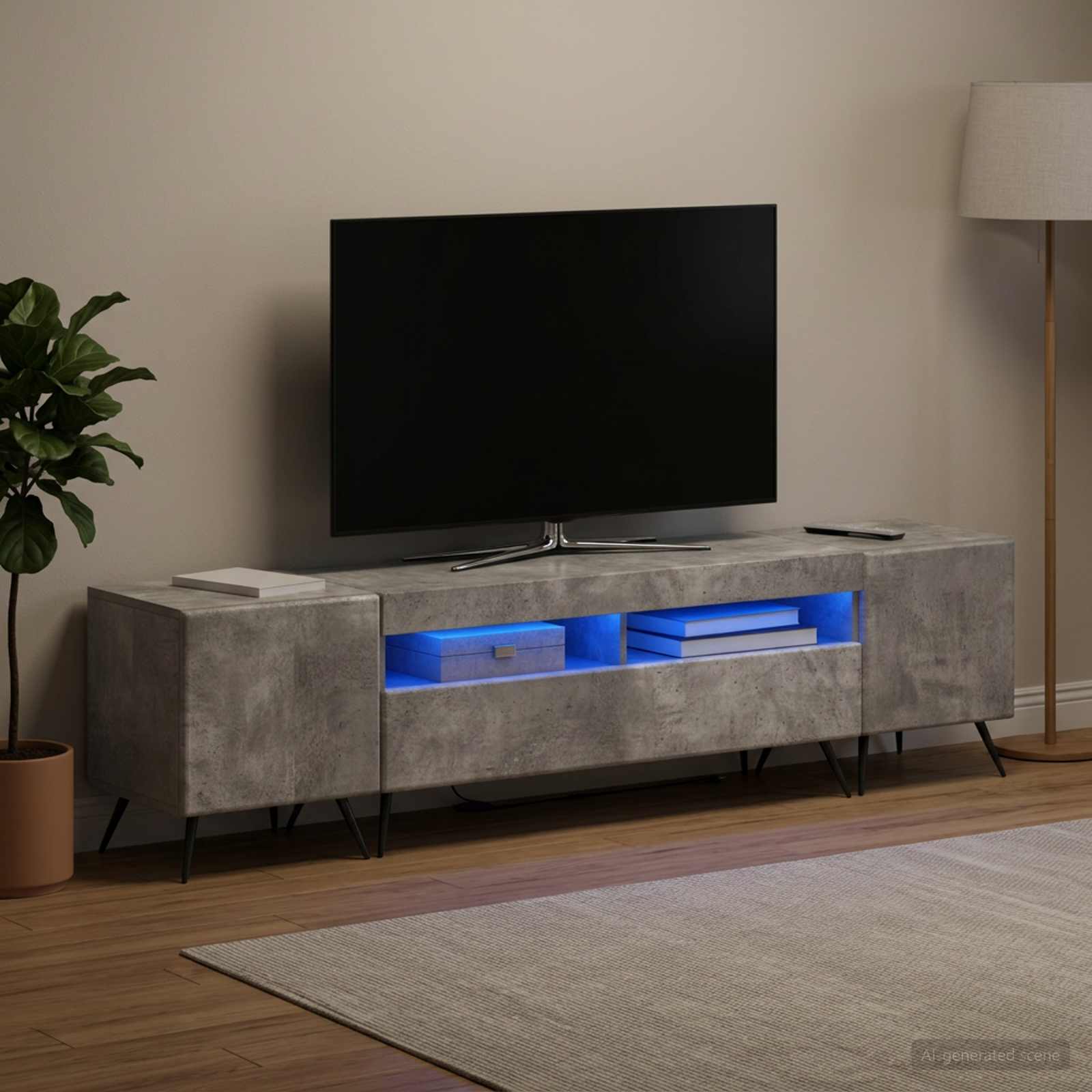 LED TV kapp BREDA 3 tk Betoonhall Tehispuit