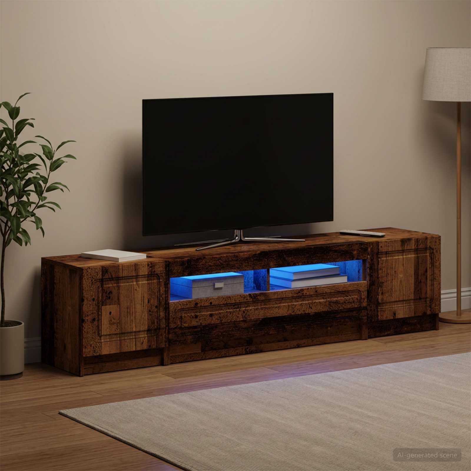LED TV kapp UTRECHT 3 tk Vana puit Tehispuit