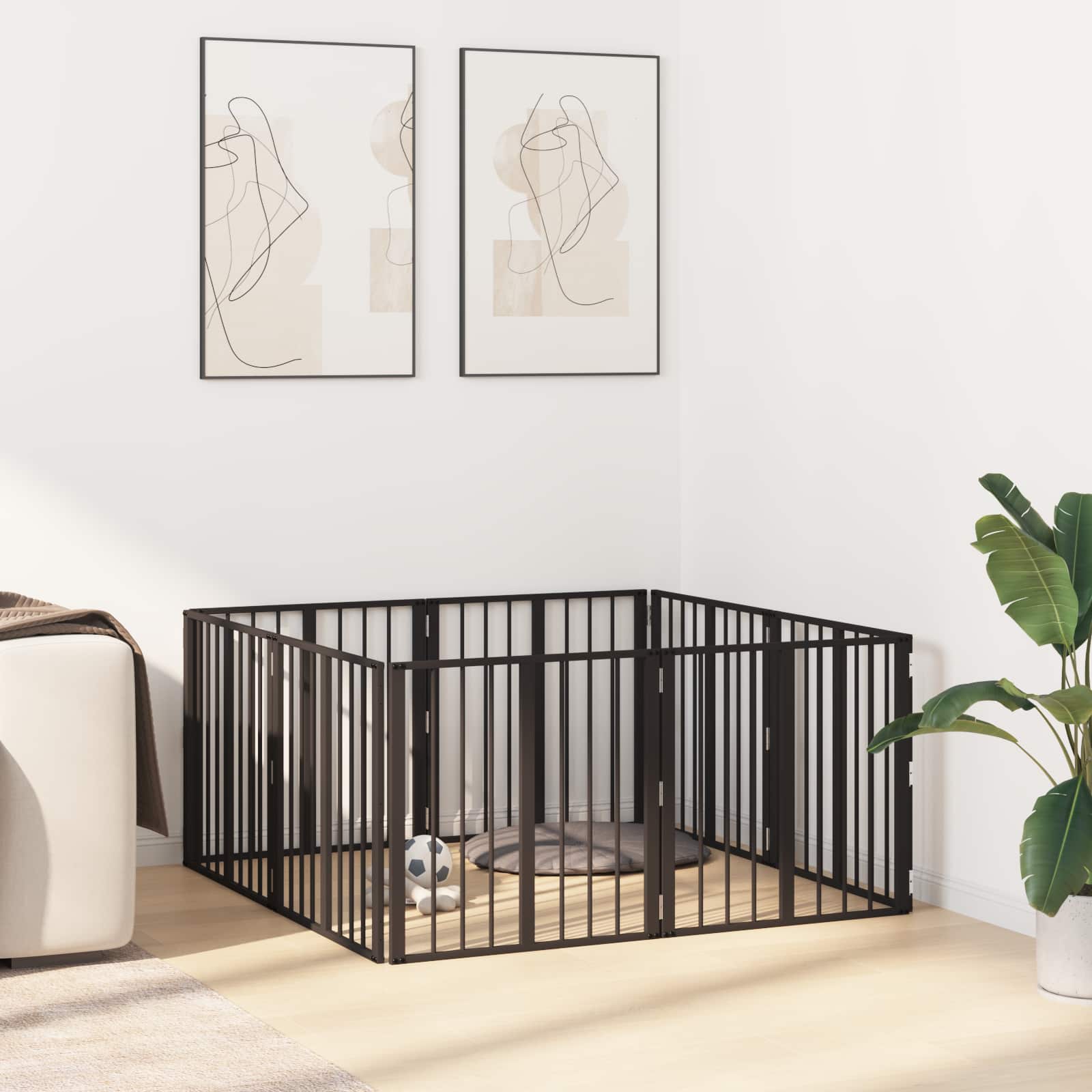Koera Aed 8 tk Must 60 x 60 cm Tsingitud teras