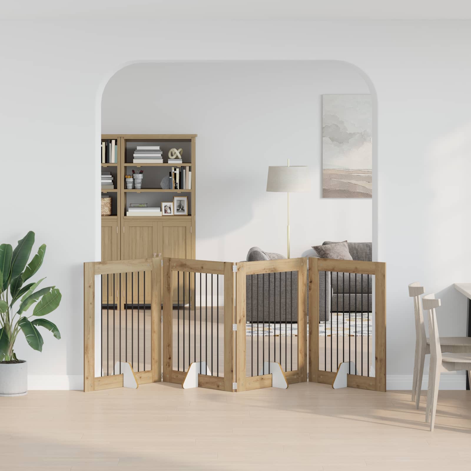Kokkupandav koerte värav statiividega 4 tk Artisan tamm 321 cm