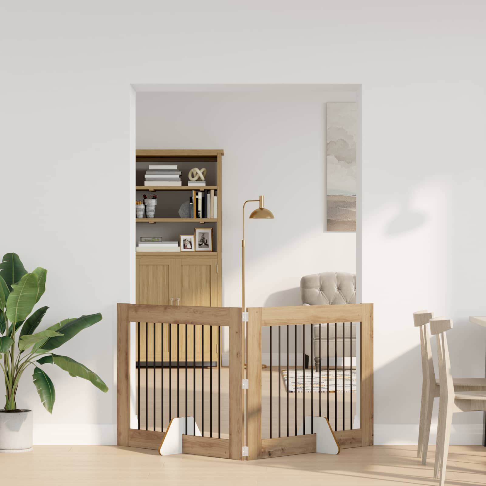 Kokkupandav koerte värav statiividega 2 tk Artisan tamm