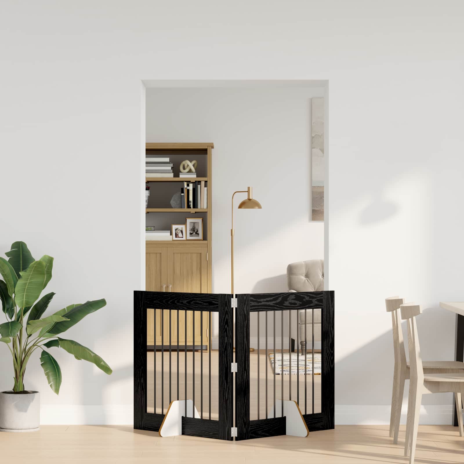 Kokkupandav koerte värav statiividega 2 tk Must tamm 160,5 cm