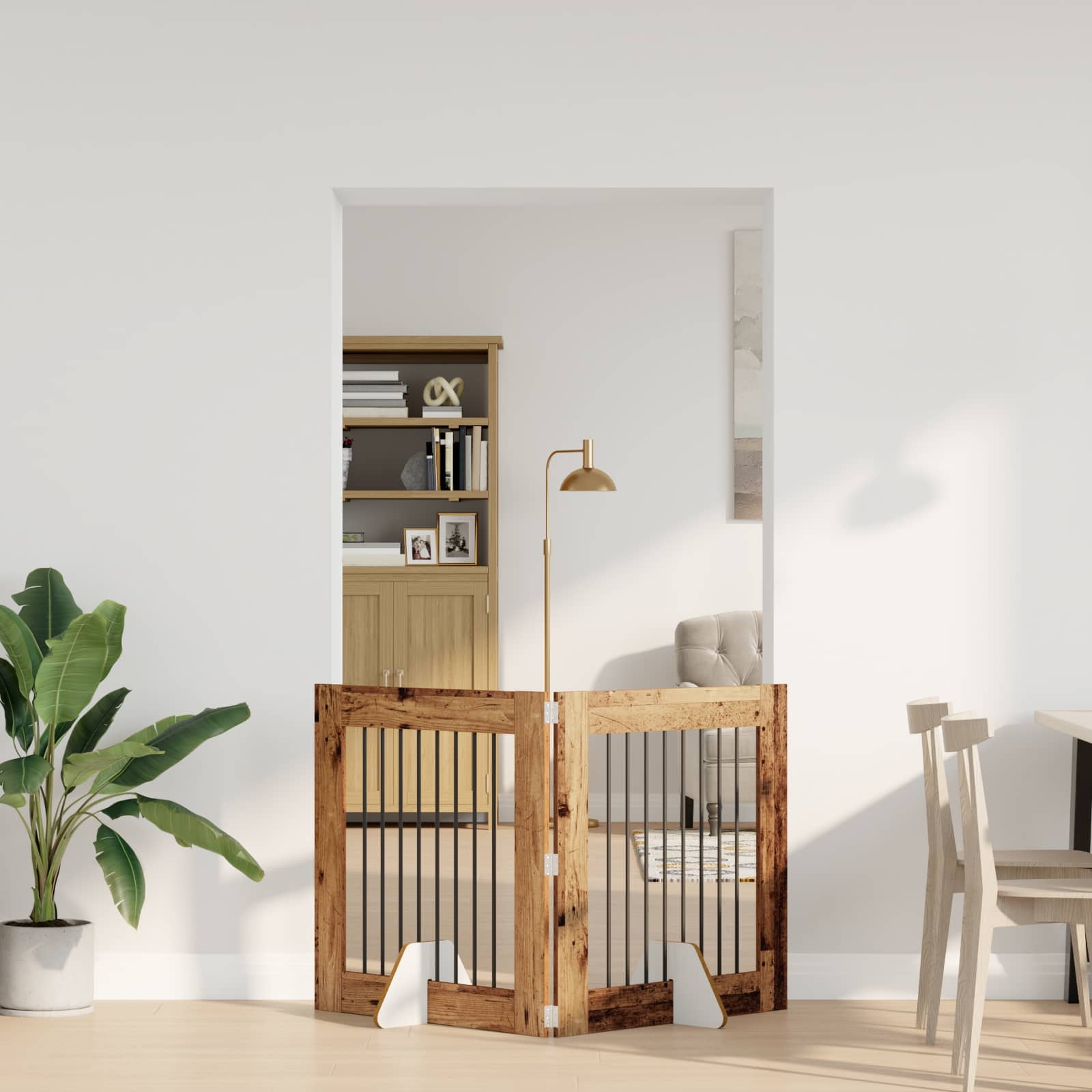 Kokkupandav koerte värav statiividega 2 tk Vana puit 160,5 cm
