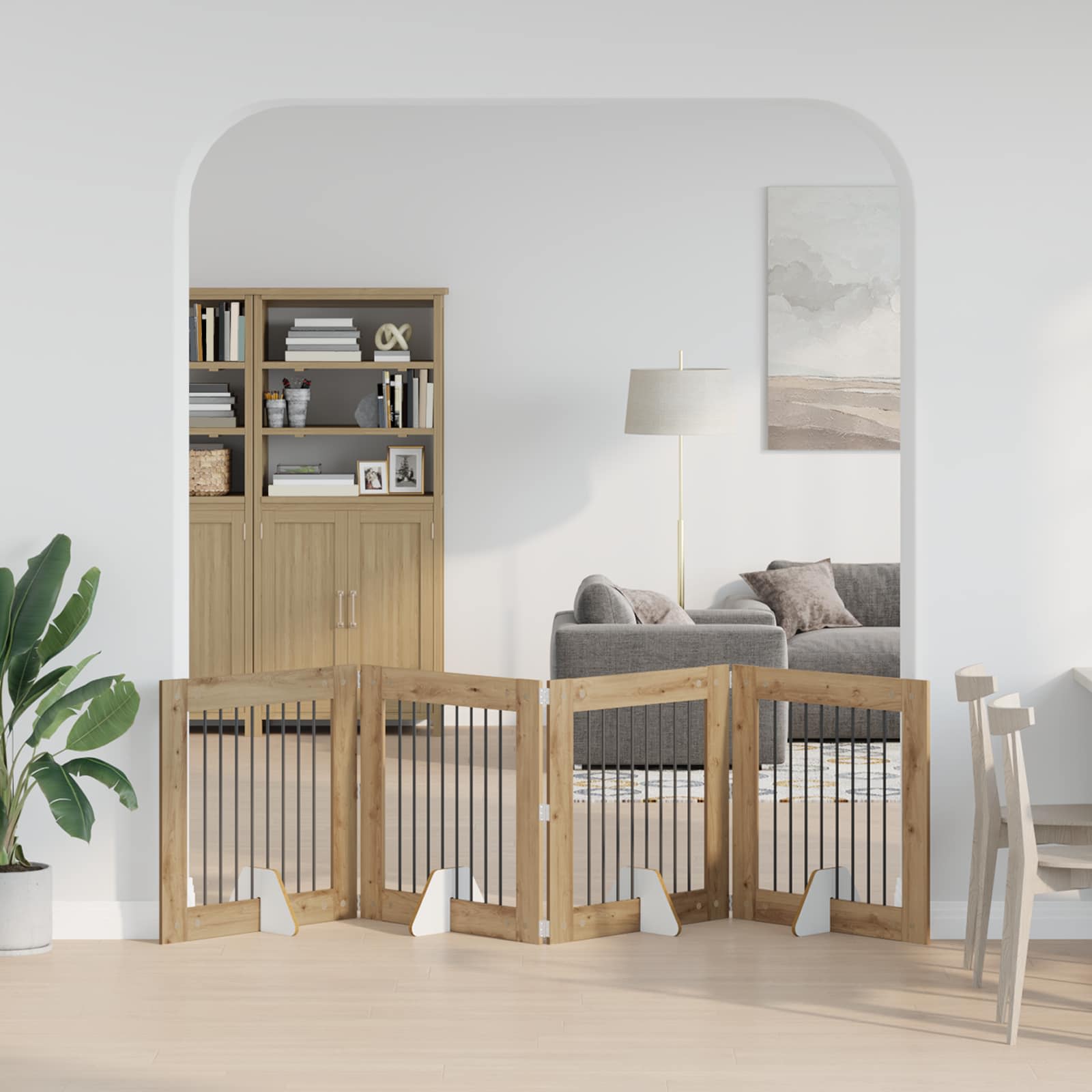 Kokkupandav koerte värav statiividega 4 tk Artisan tamm 321 cm