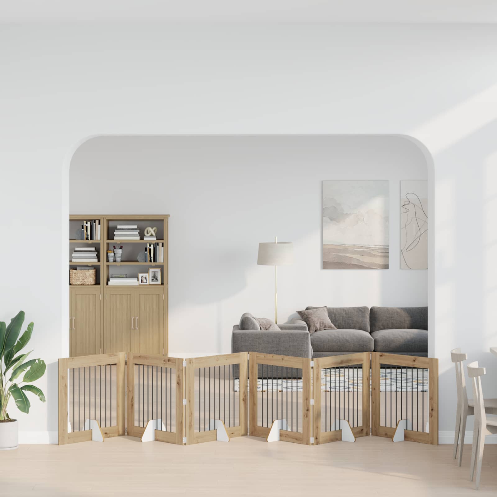 Kokkupandav koerte värav statiividega 6 tk Artisan tamm 482 cm