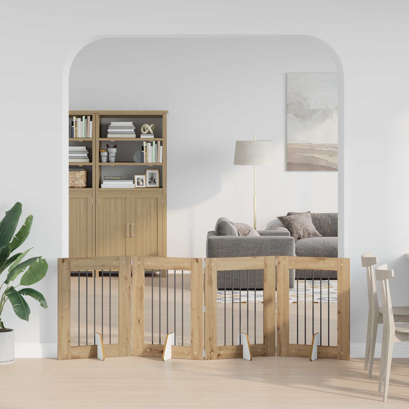 Kokkupandav koerte värav statiividega 4 tk Artisan tamm 241 cm