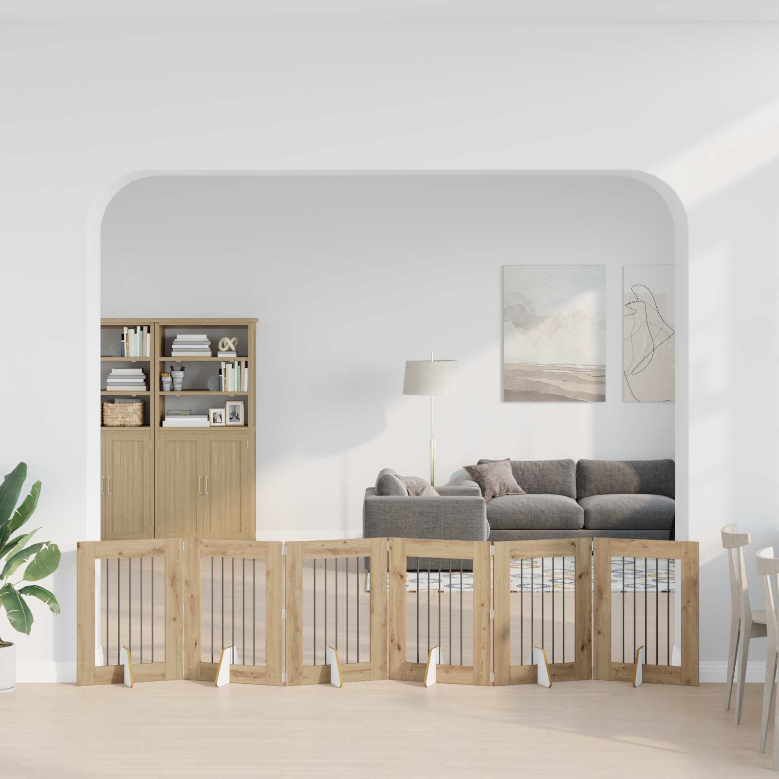 Kokkupandav koerte värav statiividega 6 tk Artisan tamm 362 cm