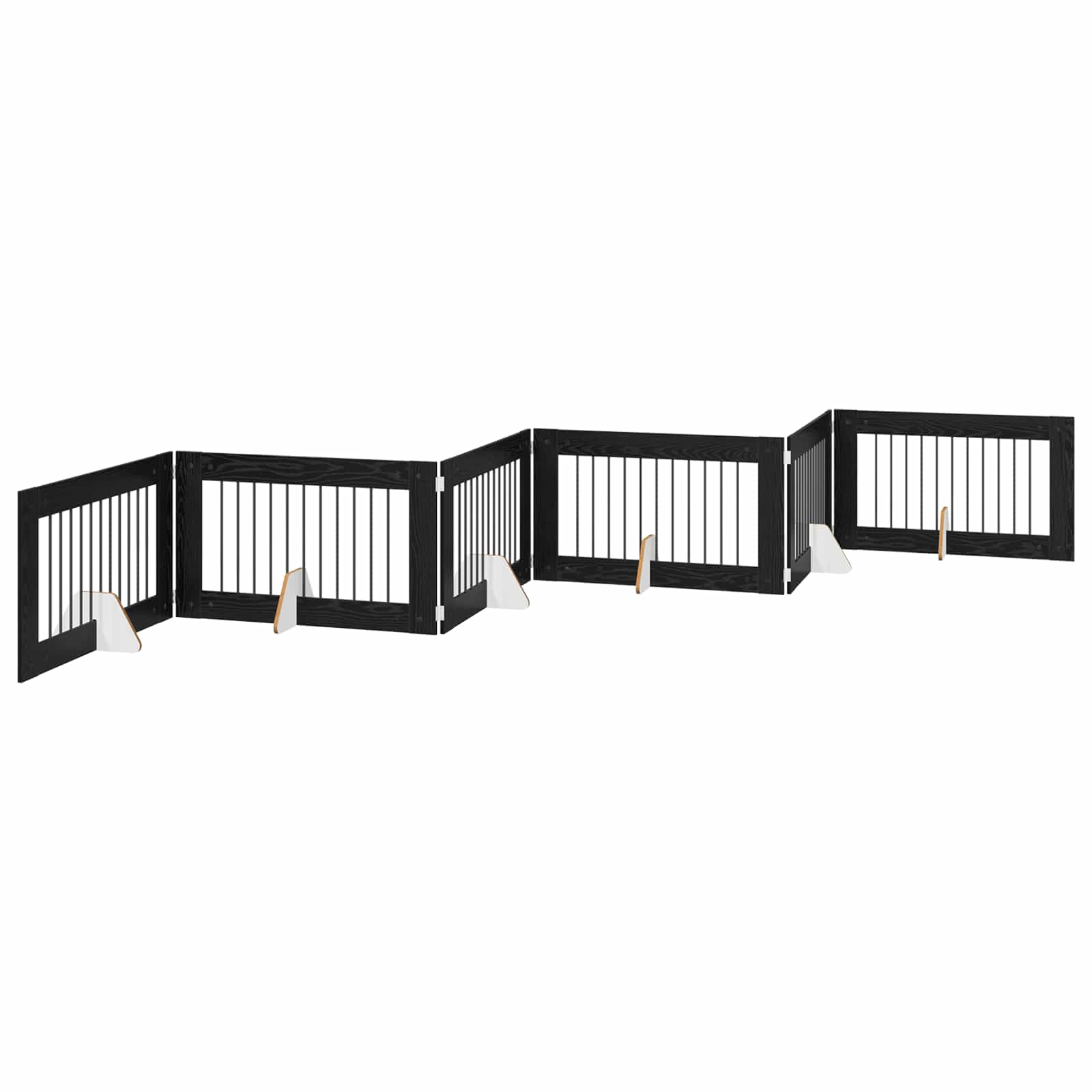 Kokkupandav koerte värav statiividega 6 tk Must tamm 602 cm