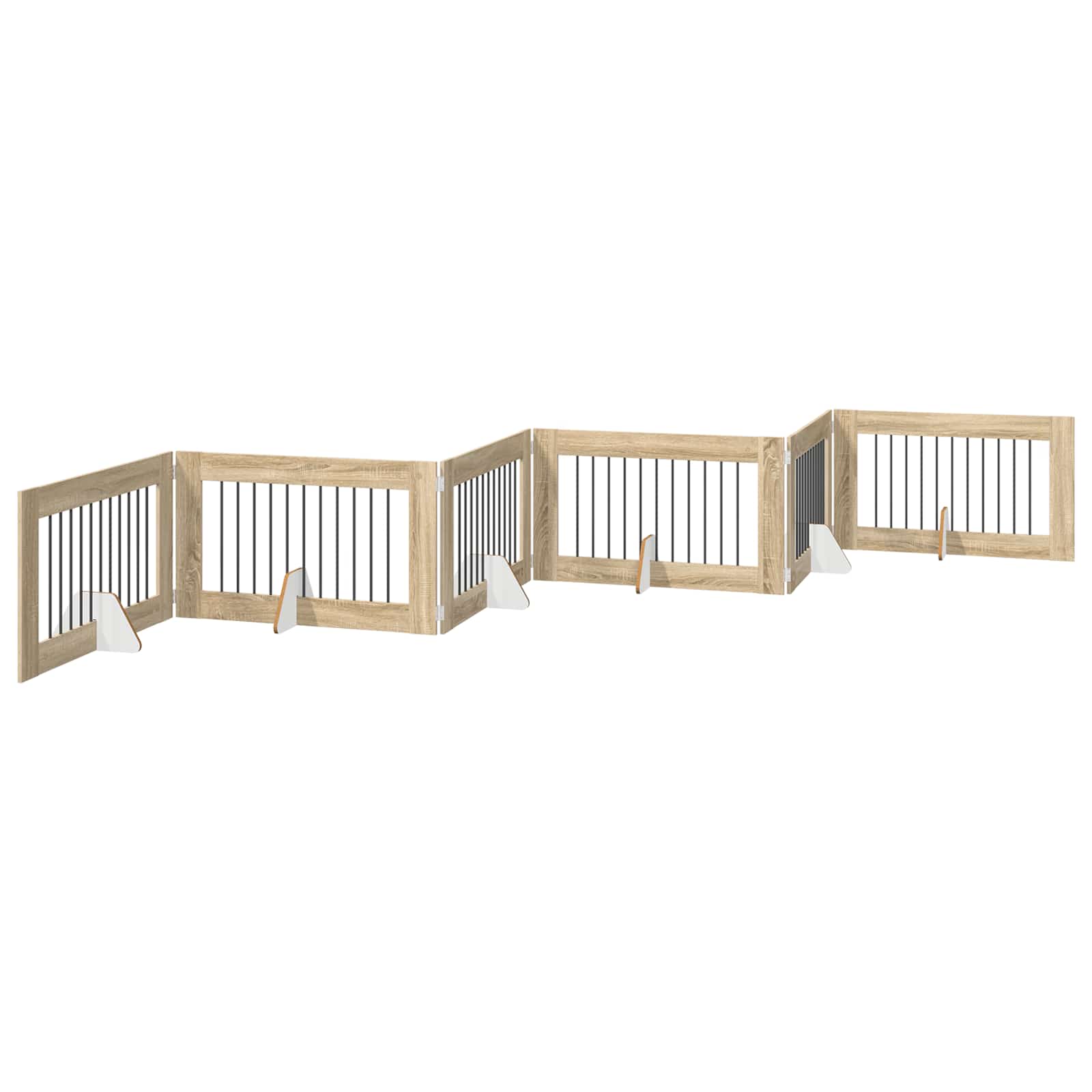 Kokkupandav koerte värav statiividega 6 tk Sonoma tamm 602 cm