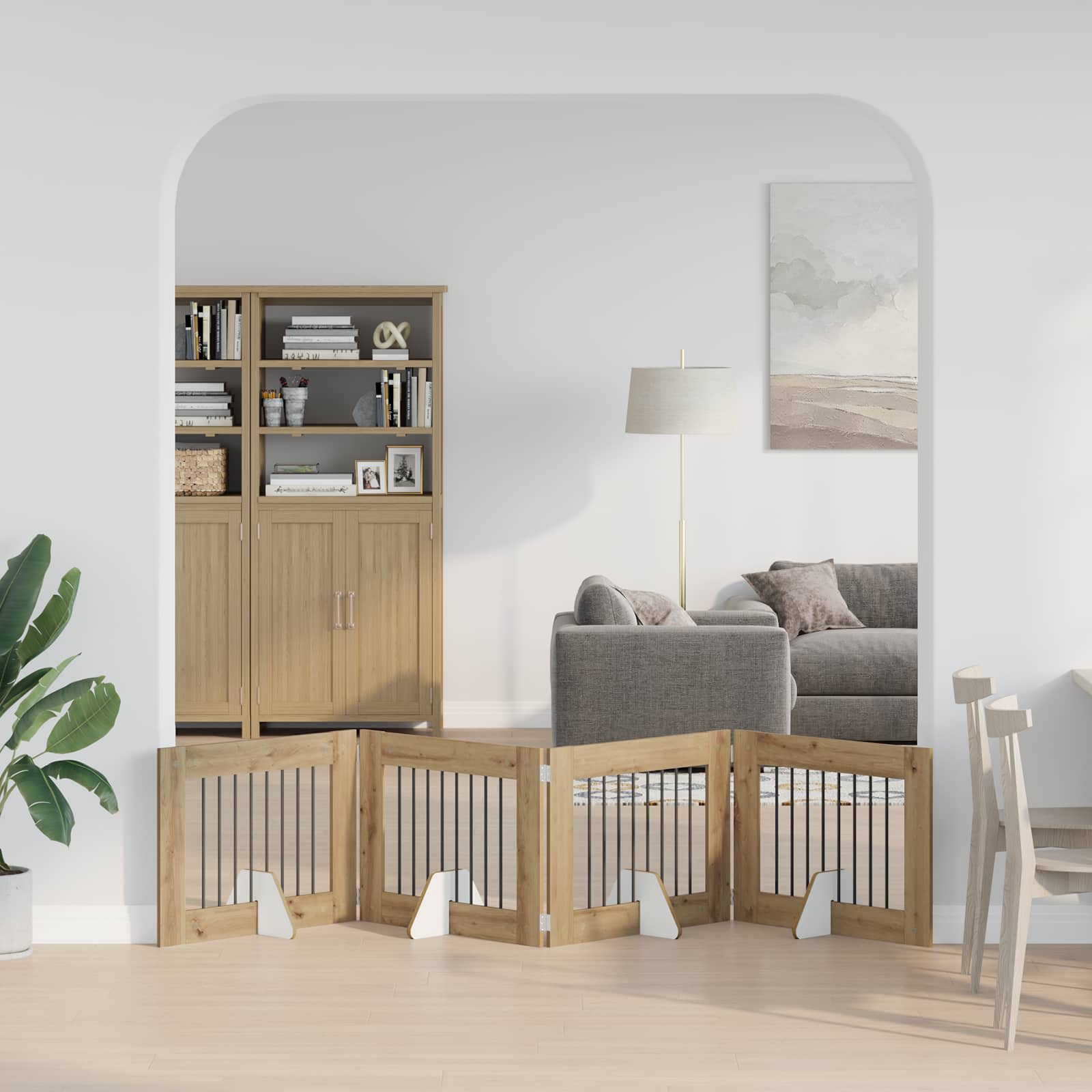 Kokkupandav koerte värav statiividega 4 tk Artisan tamm 321 cm