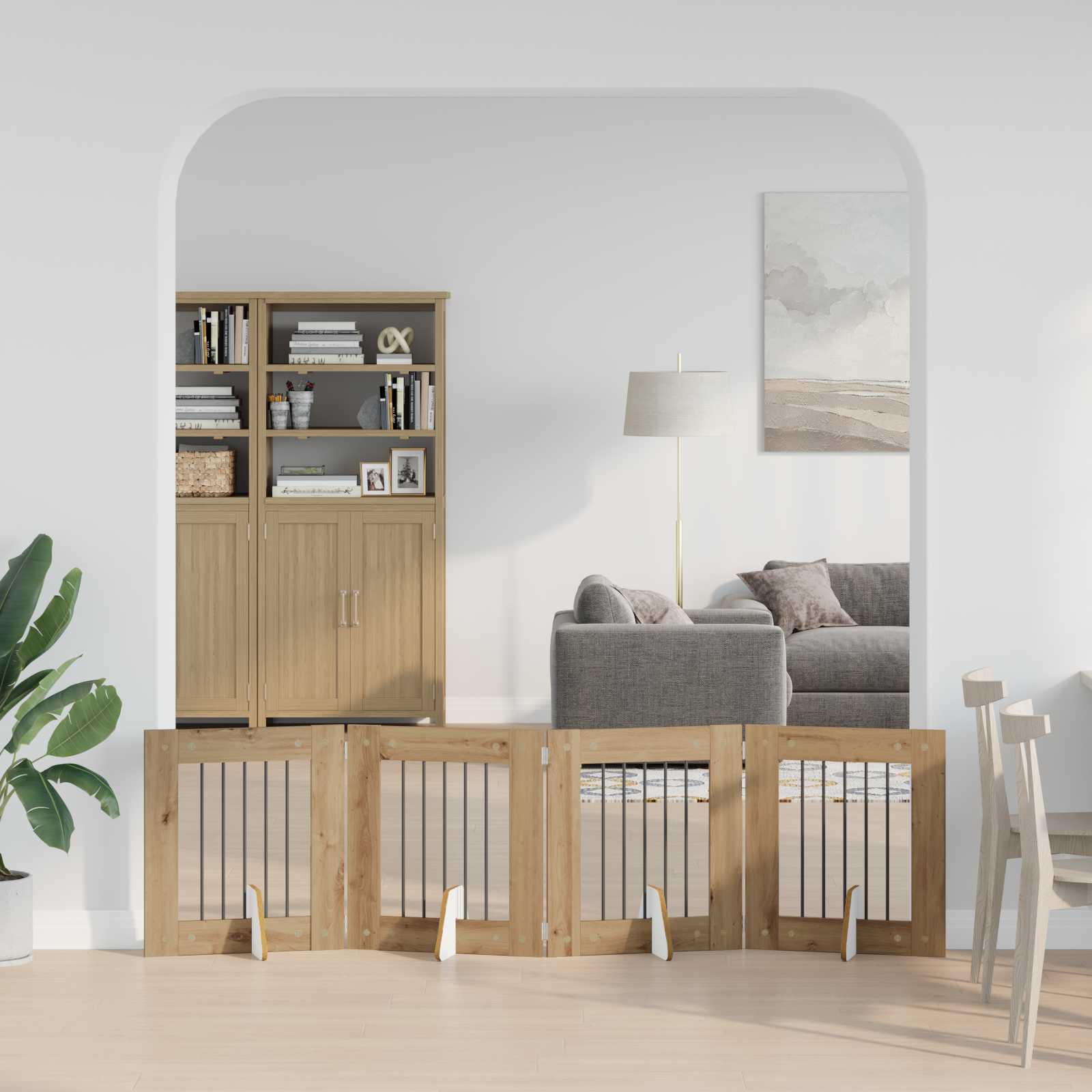 Kokkupandav koerte värav statiividega 4 tk Artisan tamm 241 cm