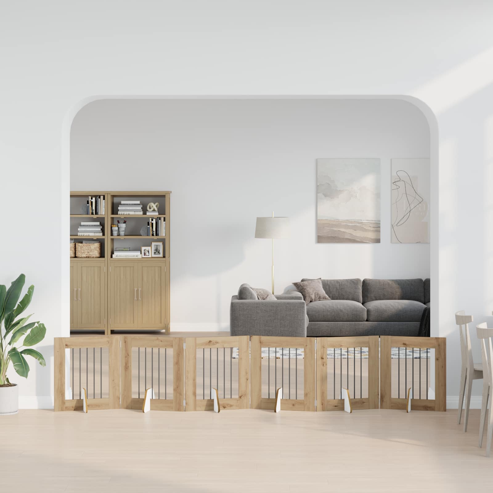 Kokkupandav koerte värav statiividega 6 tk Artisan tamm 362 cm