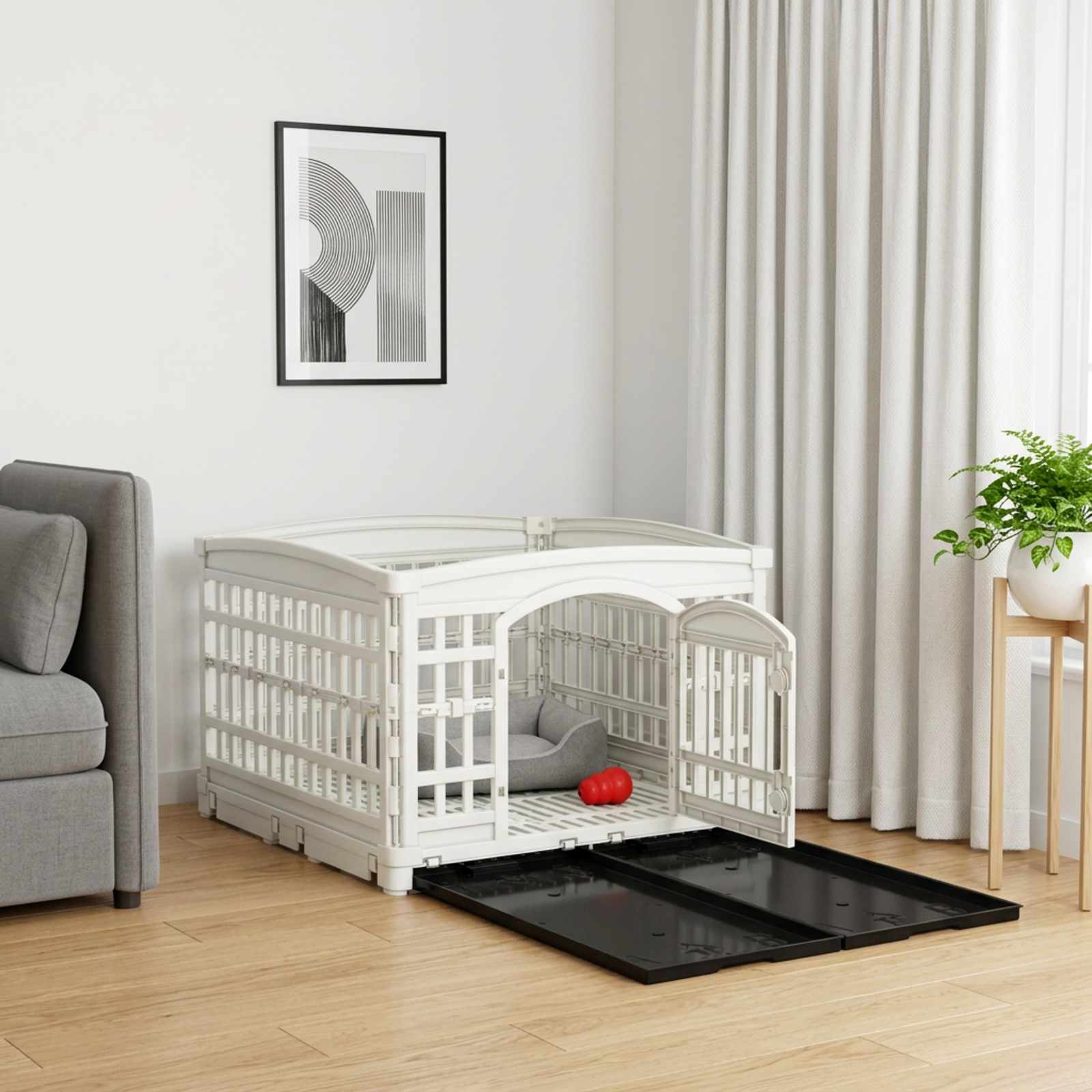4-paneeline koera mänguaed 122 x 106,5 x 82 cm Plastmass Valge