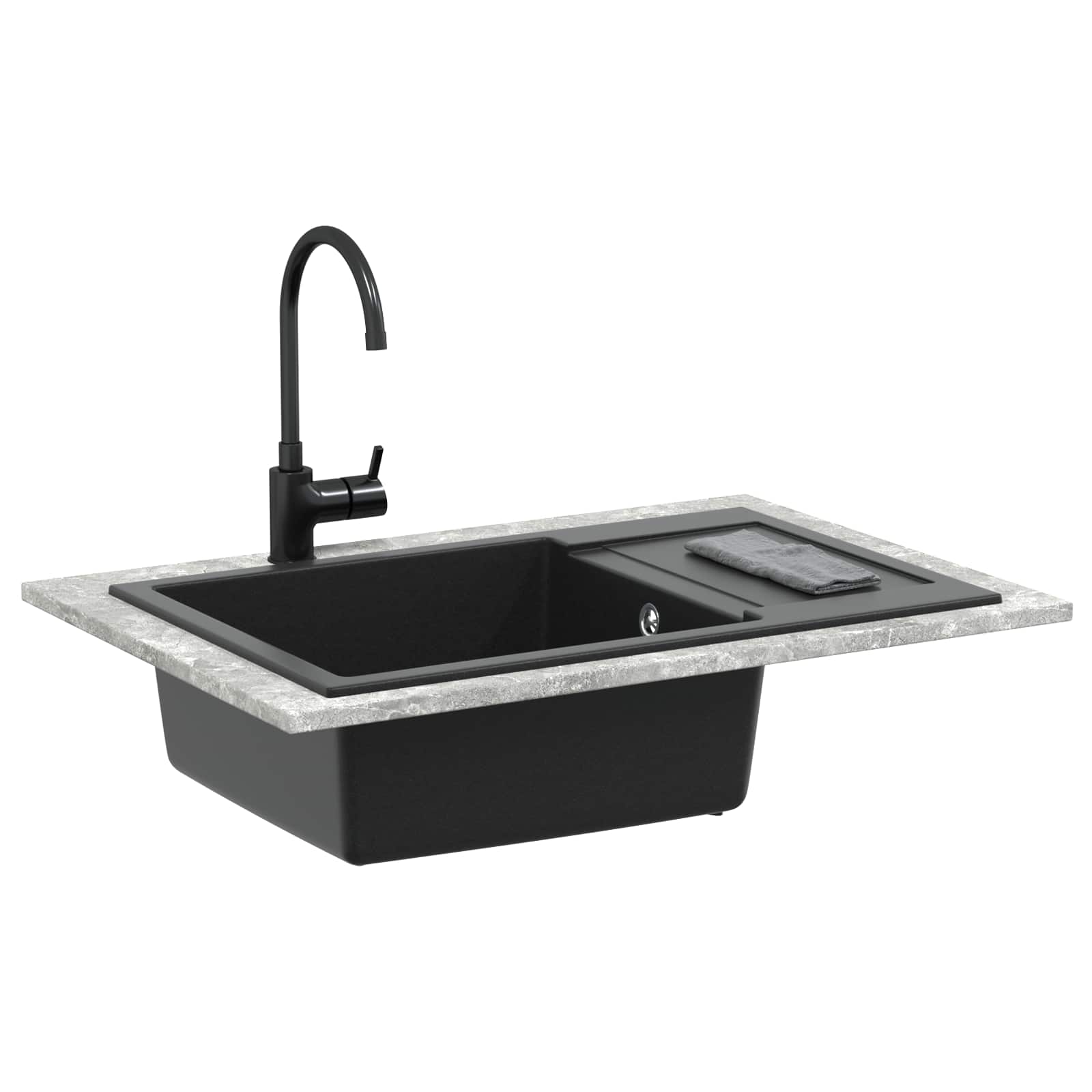 Kraan Must 780 x 500 mm 80% Kvarts ja 20% Vaik
