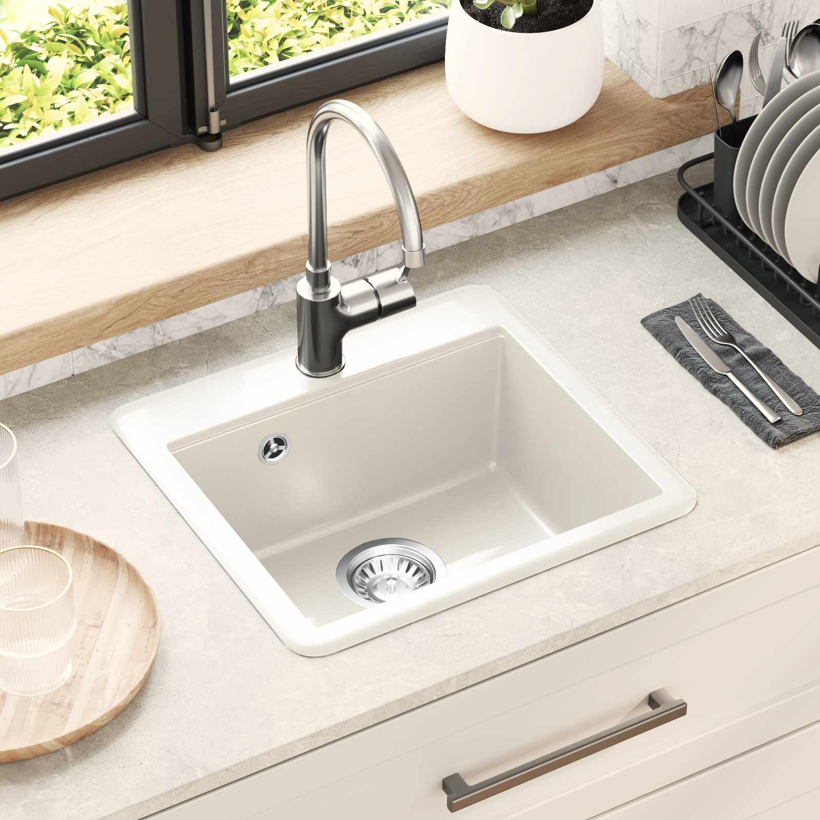 Kraan 80% Kvarts ja 20% Vaik 470 x 440 mm Valge