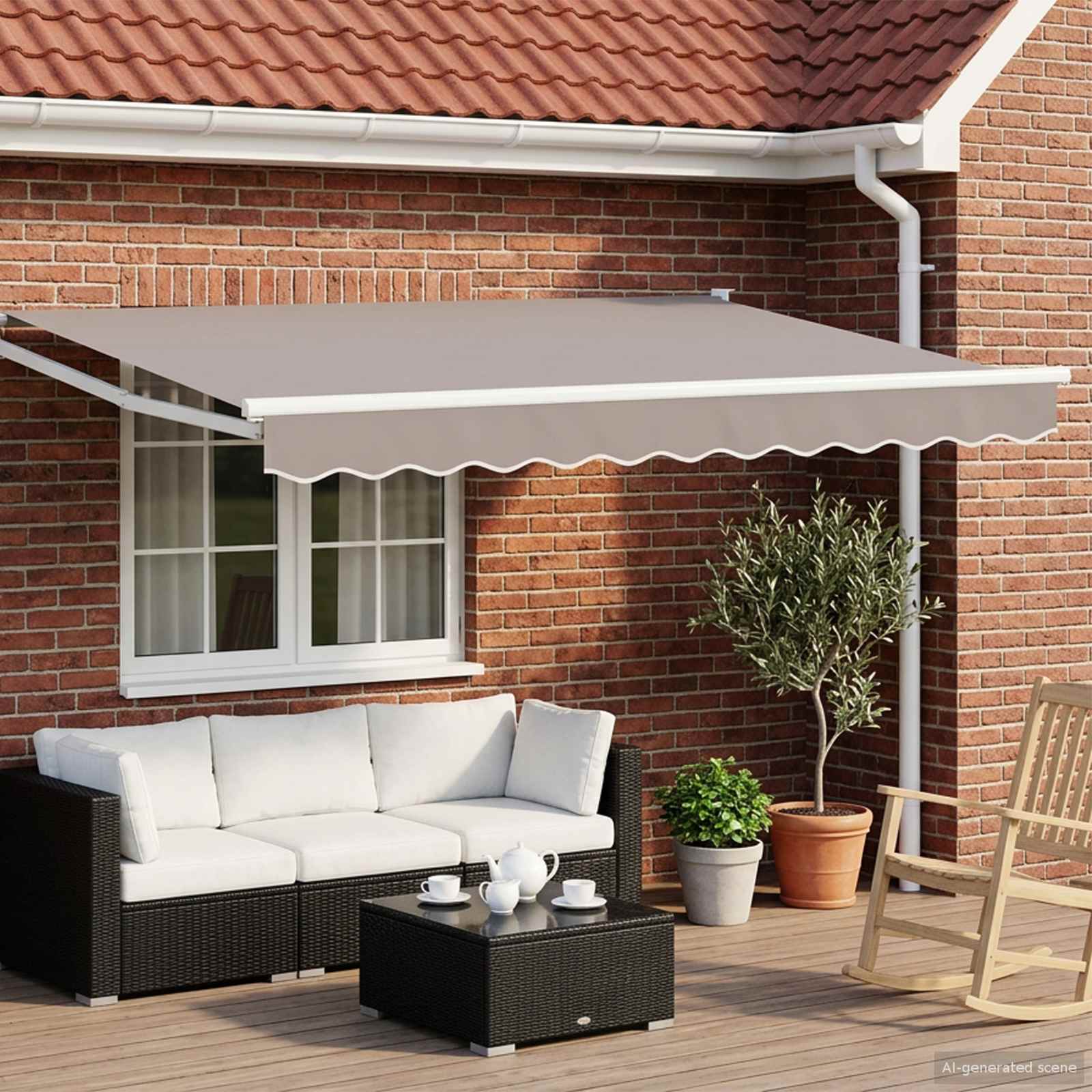Electric Awning Frame 3,5 x 2 m Valge Pulbervärvitud alumiinium