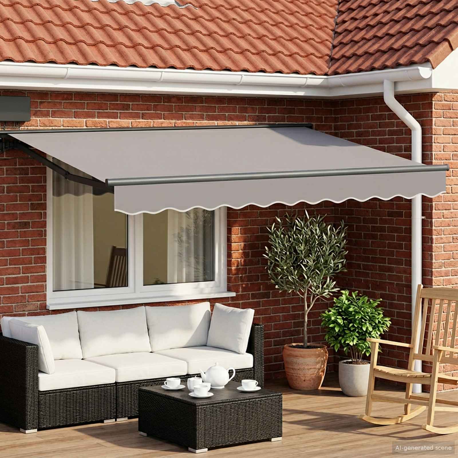 Manual Awning Frame with Solar LED 3,5 x 2 m Antratsiit