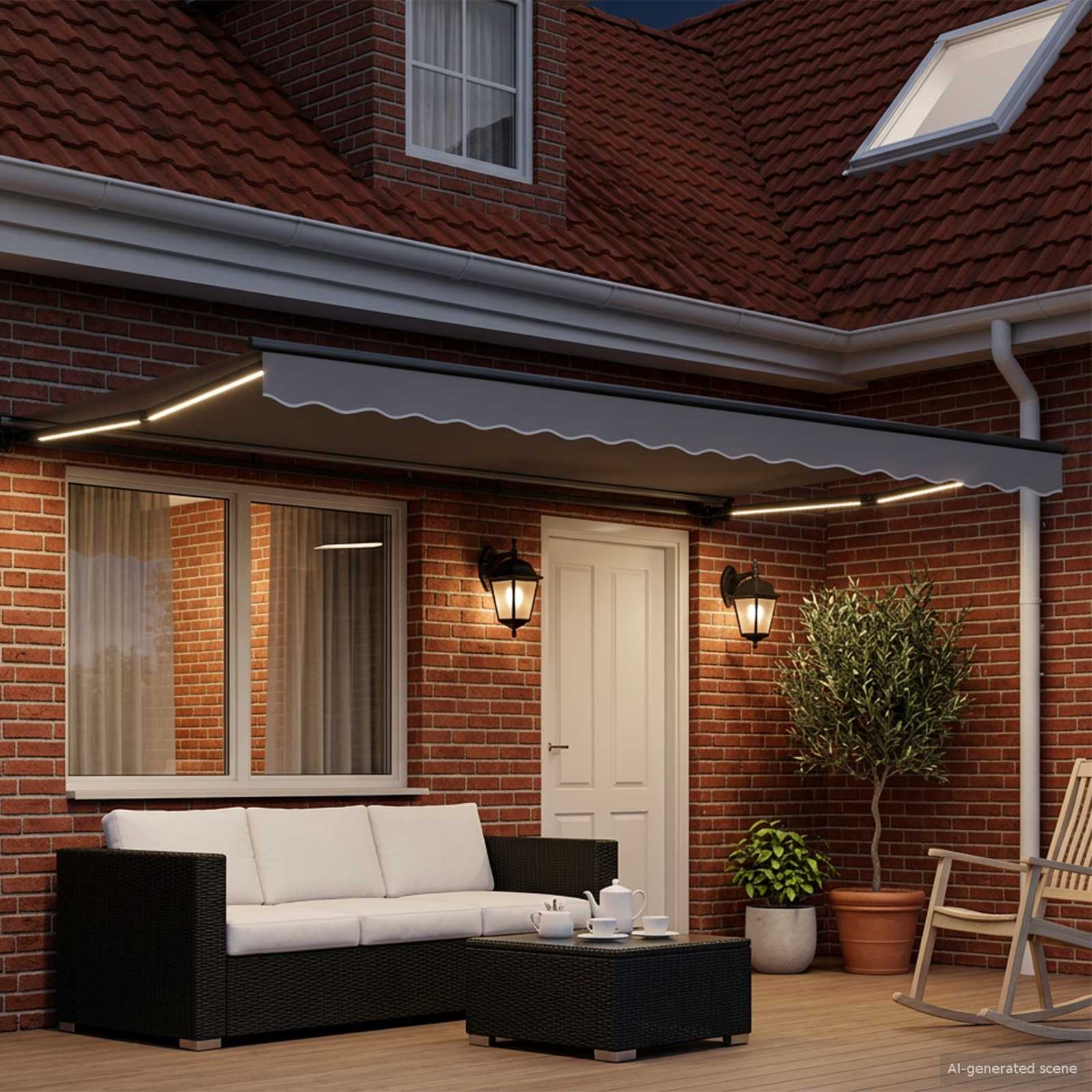 Manual Awning Frame with Solar LED 5 x 3 m Antratsiit