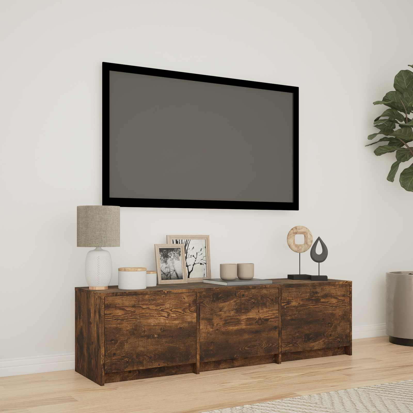 LED-iga TV kapp 140 x 34 x 40 cm Suitsutatud tamm
