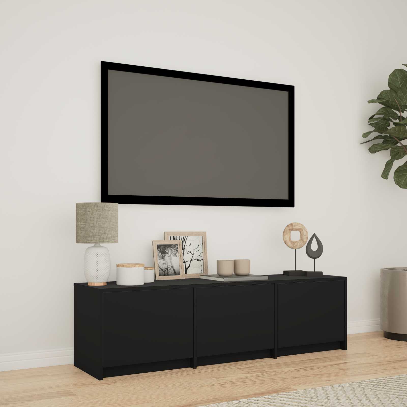 LED-iga TV kapp 140 x 34 x 40 cm Must Töödeldud puit