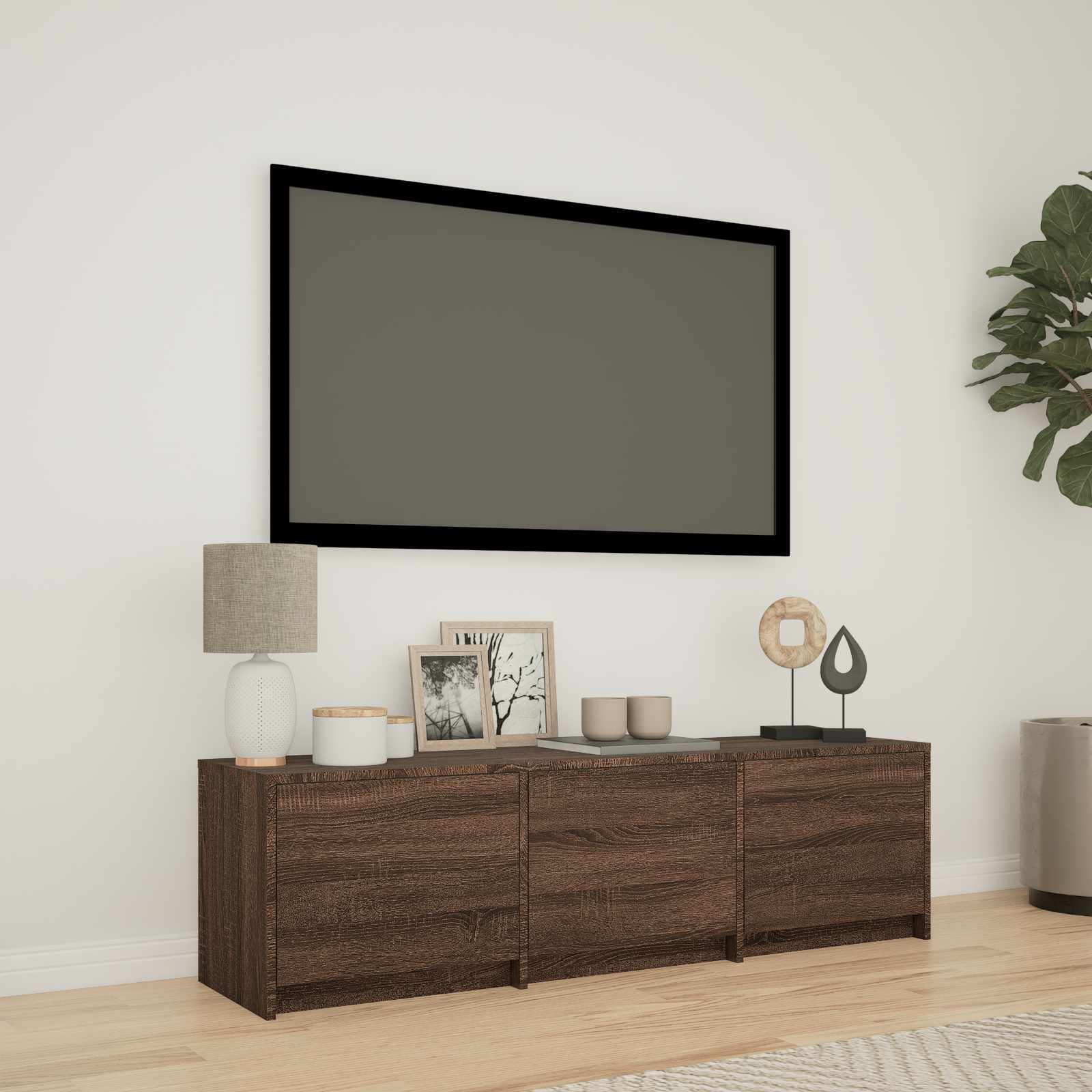 LED-iga TV kapp 140 x 34 x 40 cm Pruun tamm Töödeldud puit