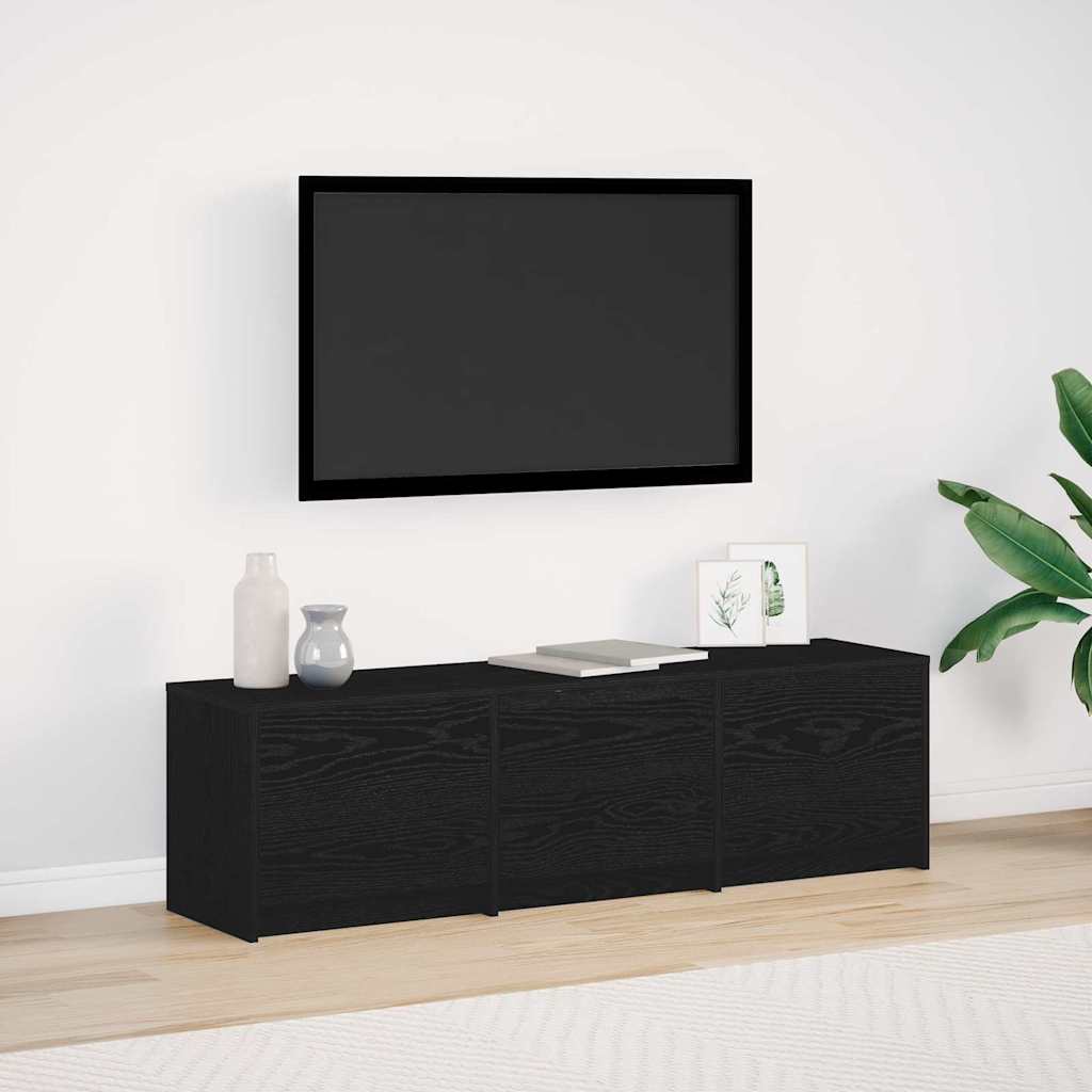 LED-iga TV kapp 140 x 34 x 40 cm Must tamm Töödeldud puit