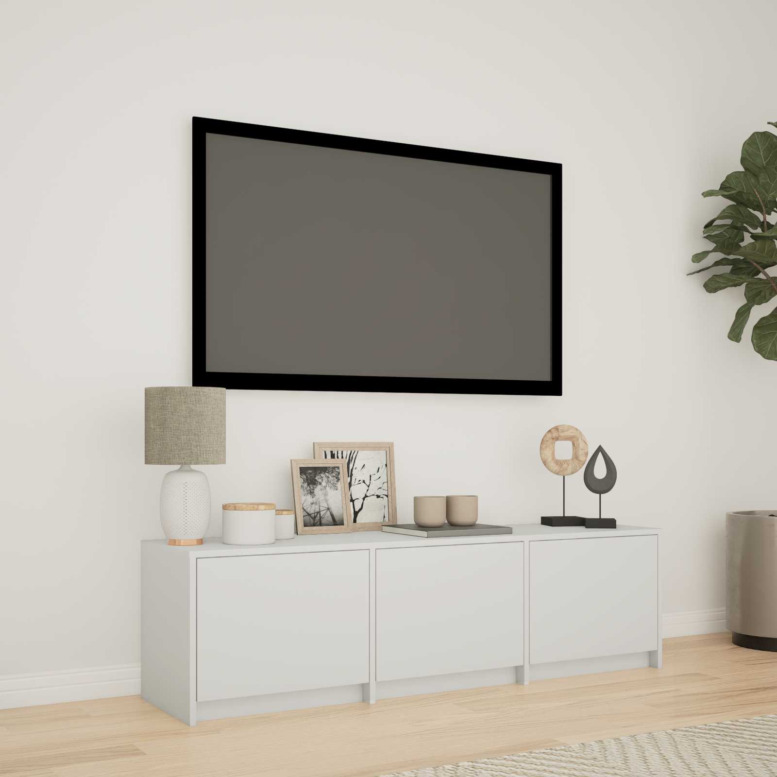 LED-iga TV kapp 140 x 34 x 40 cm Valge Töödeldud puit