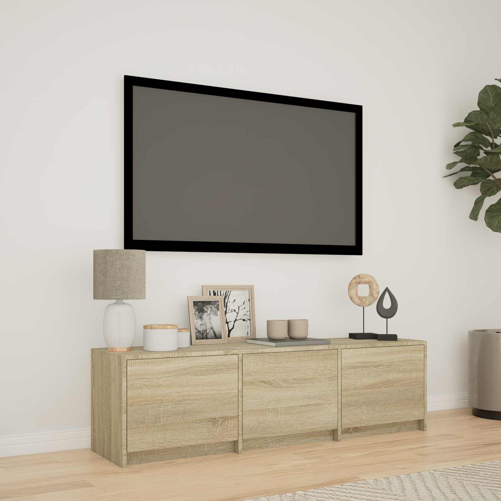LED-iga TV kapp 140 x 34 x 40 cm Sonoma tamm Töödeldud puit