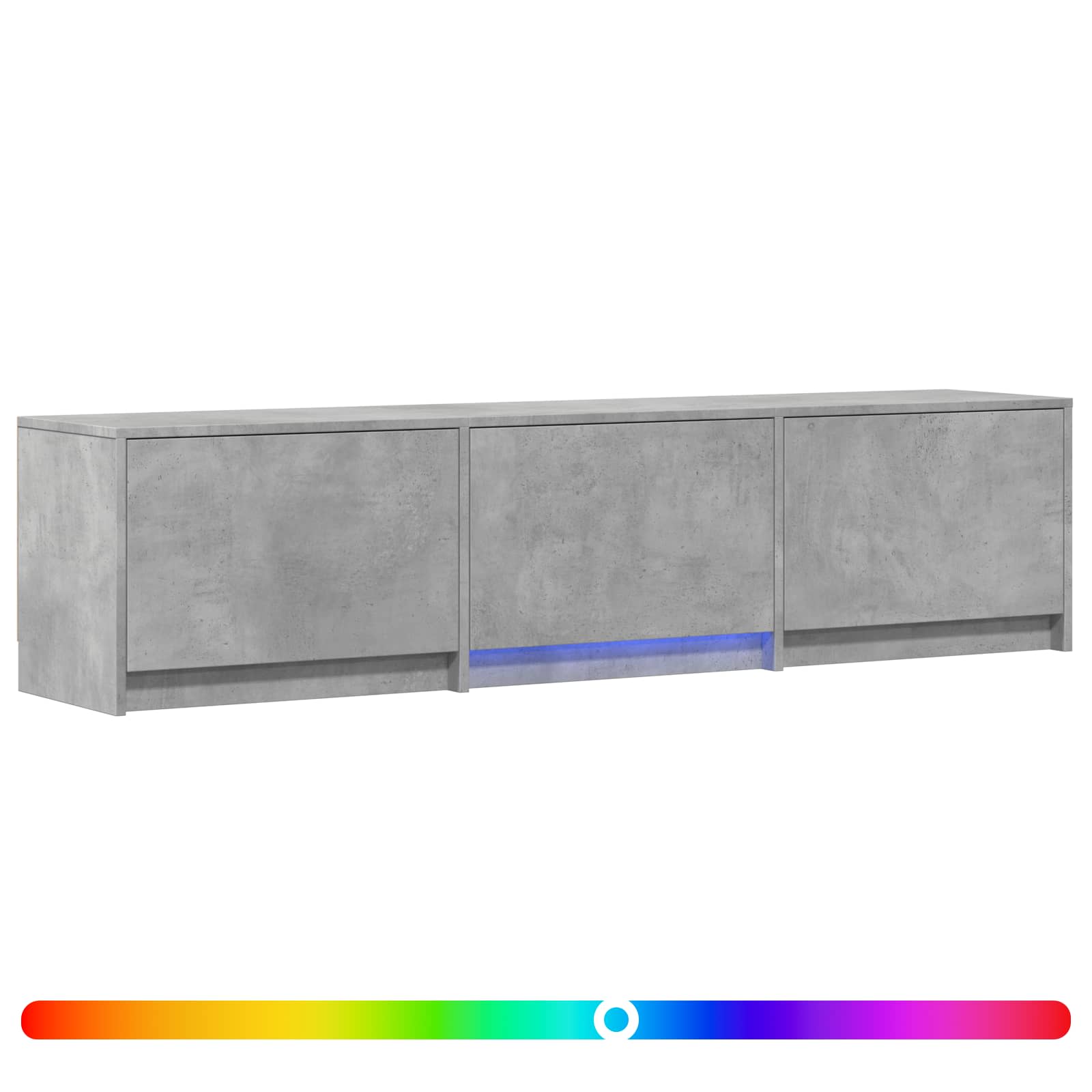 LED-iga TV kapp 165x34x40 cm Betoonhall Töödeldud puit