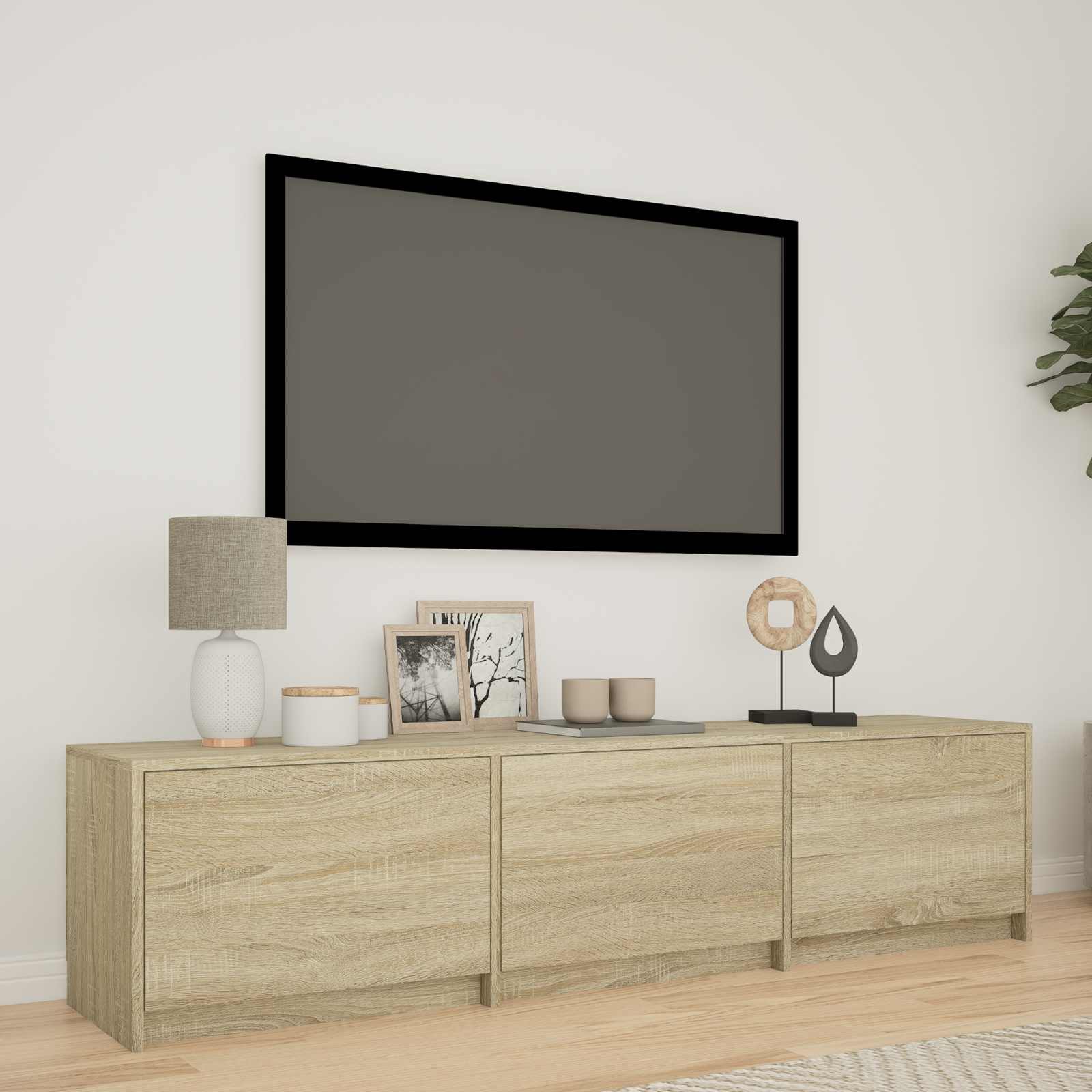 LED-iga TV kapp 165 x 34 x 40 cm Sonoma tamm Töödeldud puit