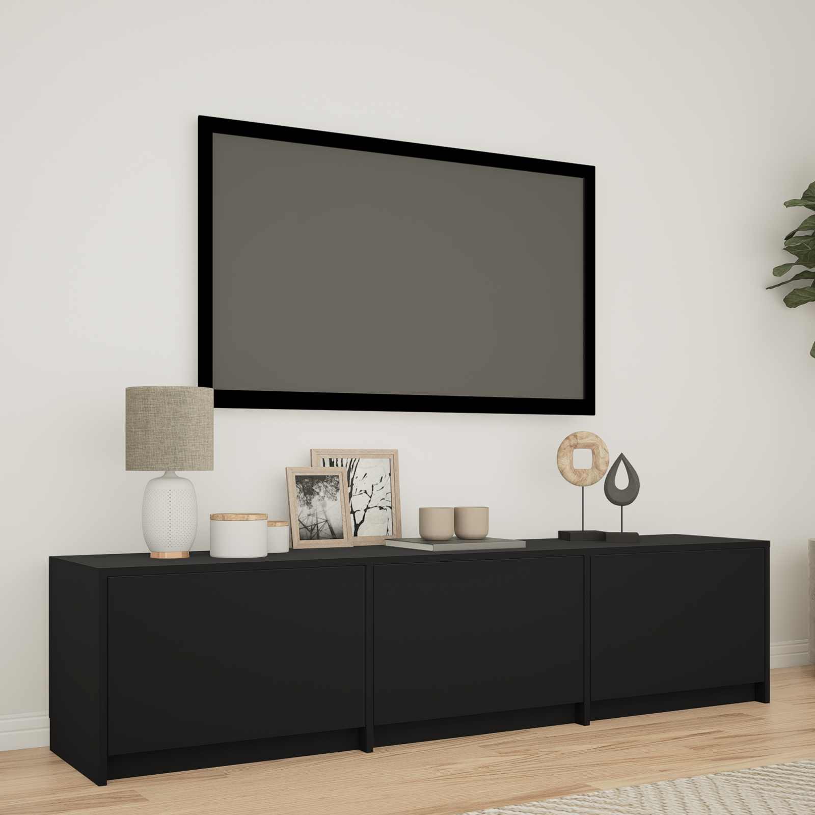 LED-iga TV kapp 165 x 34 x 40 cm Must Töödeldud puit