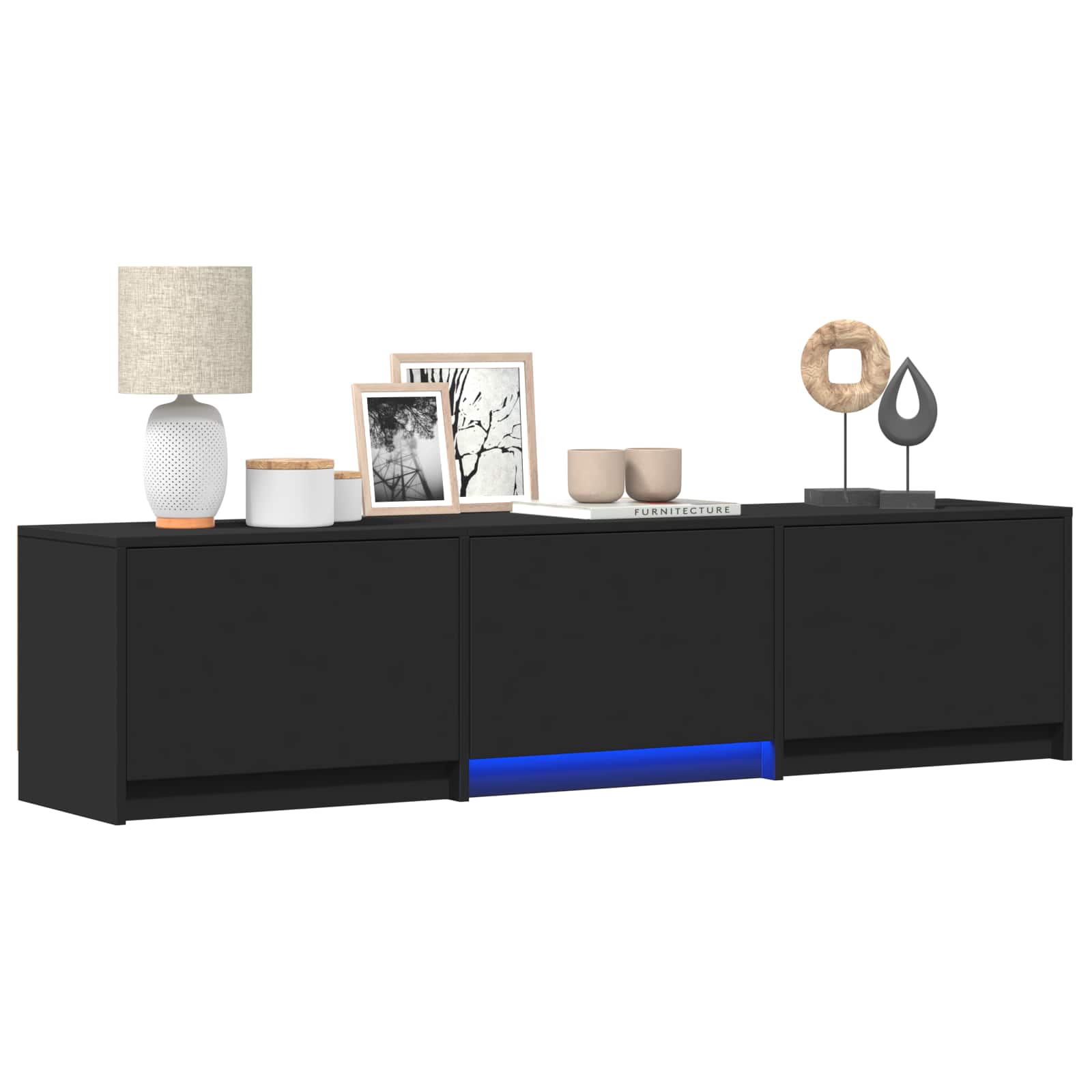 LED-iga TV kapp 165 x 34 x 40 cm Must Töödeldud puit