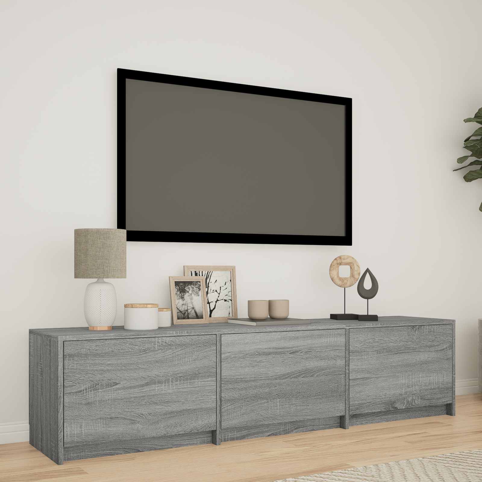LED-iga TV kapp 165x34x40 cm Hall Sonoma Töödeldud puit