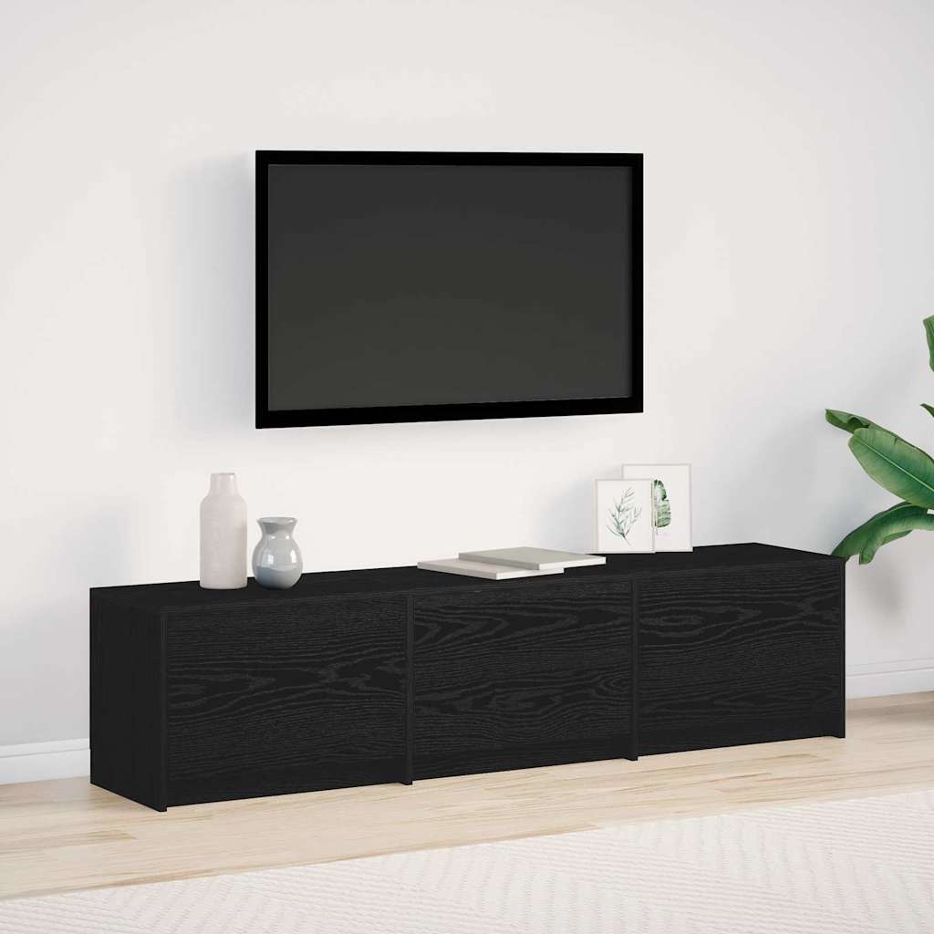 LED-iga TV kapp 165 x 34 x 40 cm Must tamm Töödeldud puit
