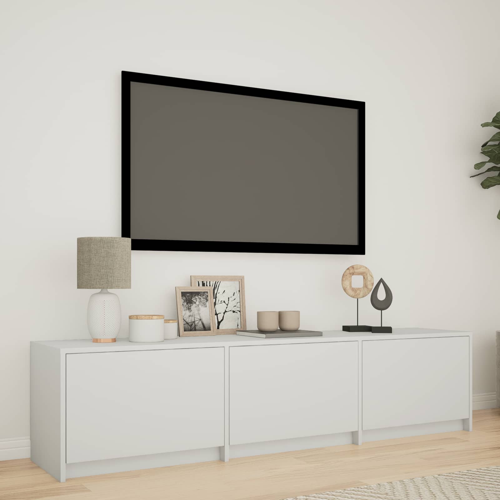 LED-iga TV kapp 165 x 34 x 40 cm Valge Töödeldud puit