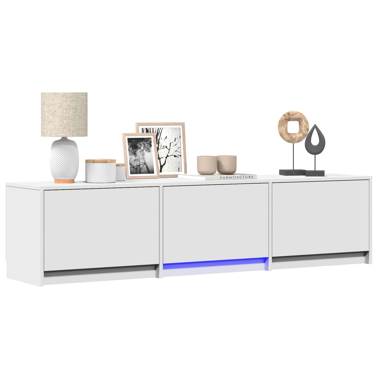 LED-iga TV kapp 165 x 34 x 40 cm Valge Töödeldud puit