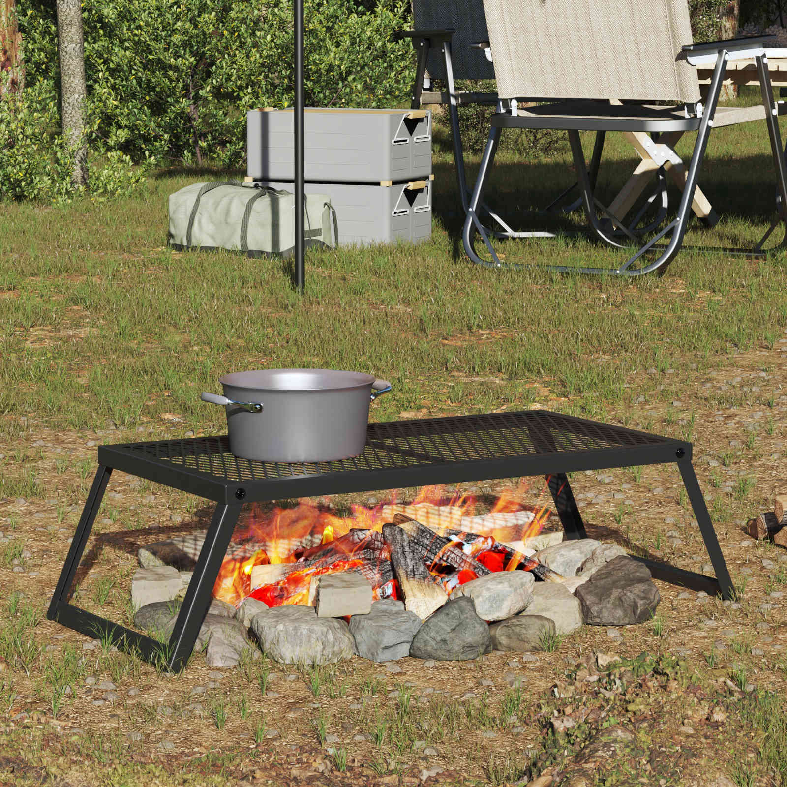 Kokkupandav Telgi Grill 70 x 30 x 18,5 cm Sulamteras Must