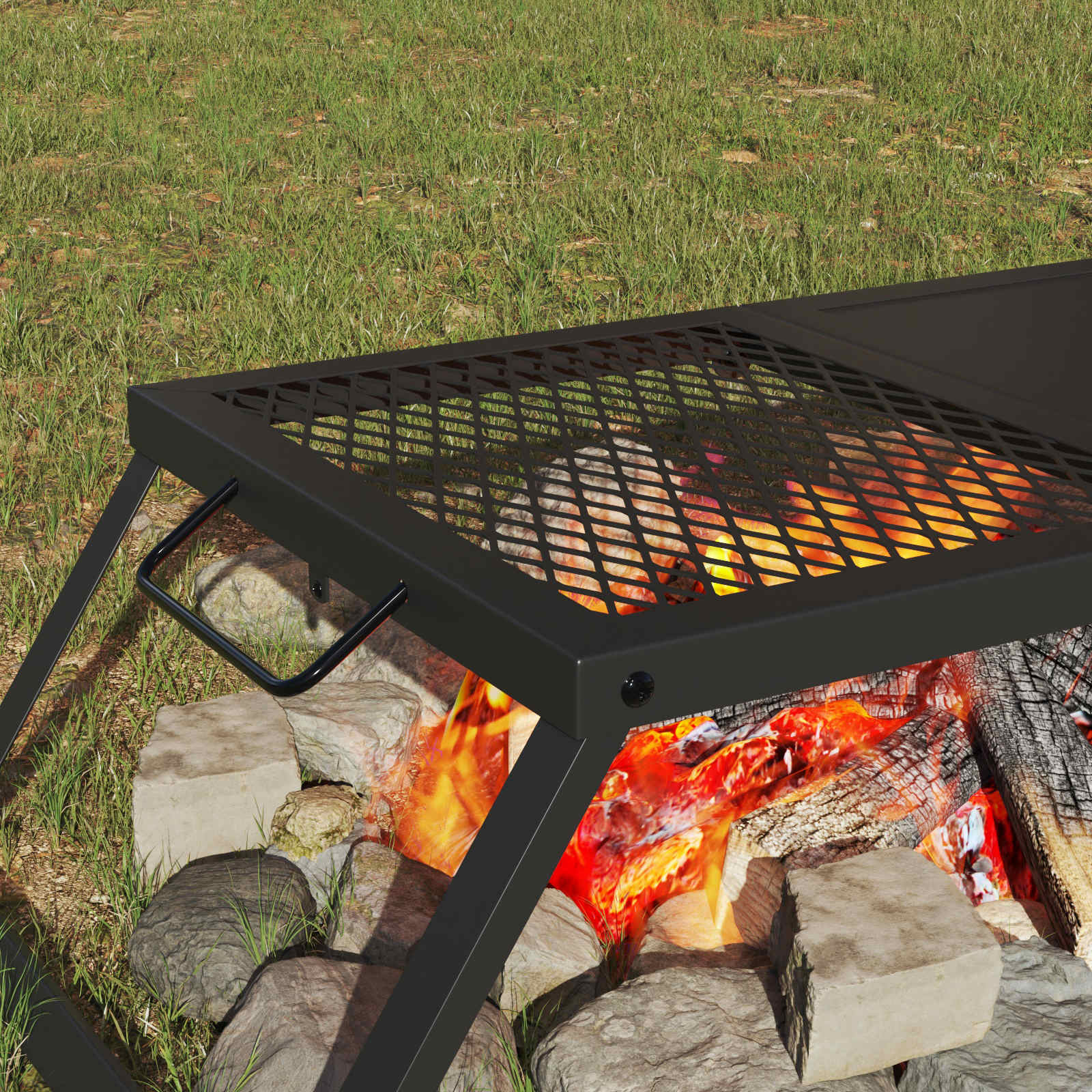 Kokkupandav Telgi Grill 68 x 30 x 17 cm Sulamteras Must