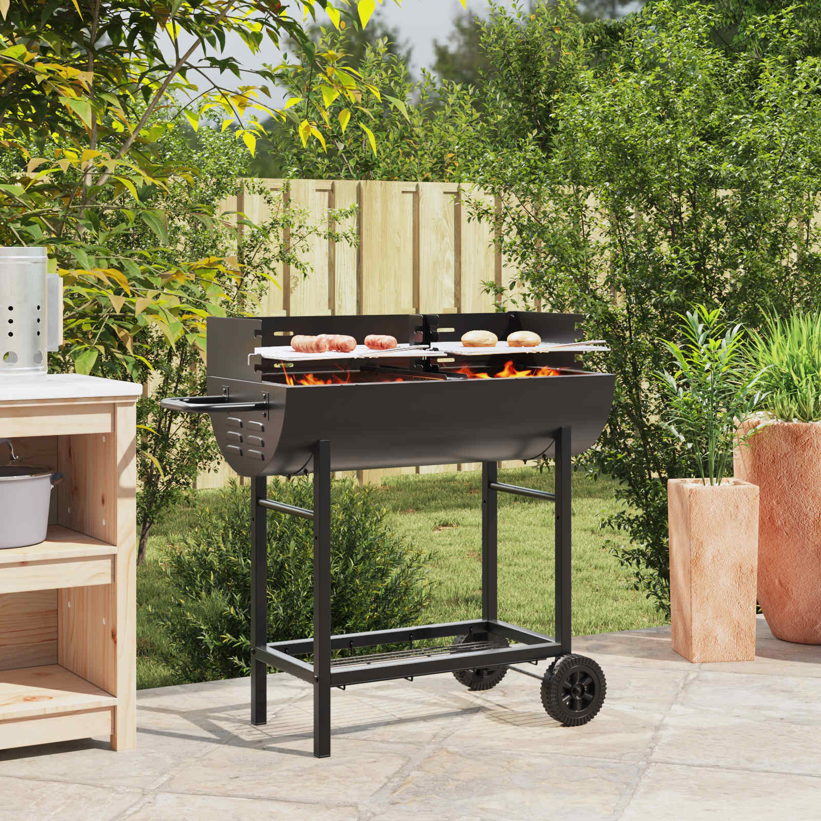 Süsi grill 96,5 x 42,5 x 88,5 cm Must