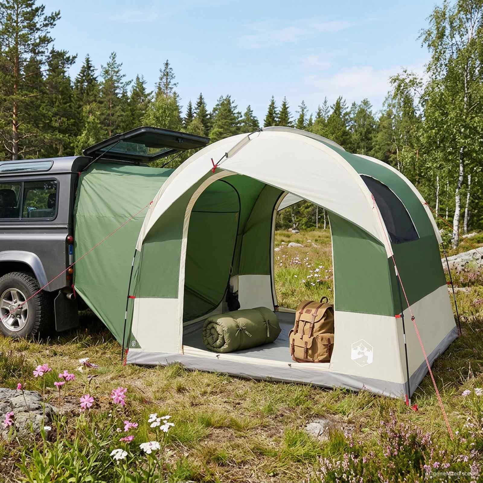 Tagaluugi telk vihmakattega veekindel 4-kohaline Roheline